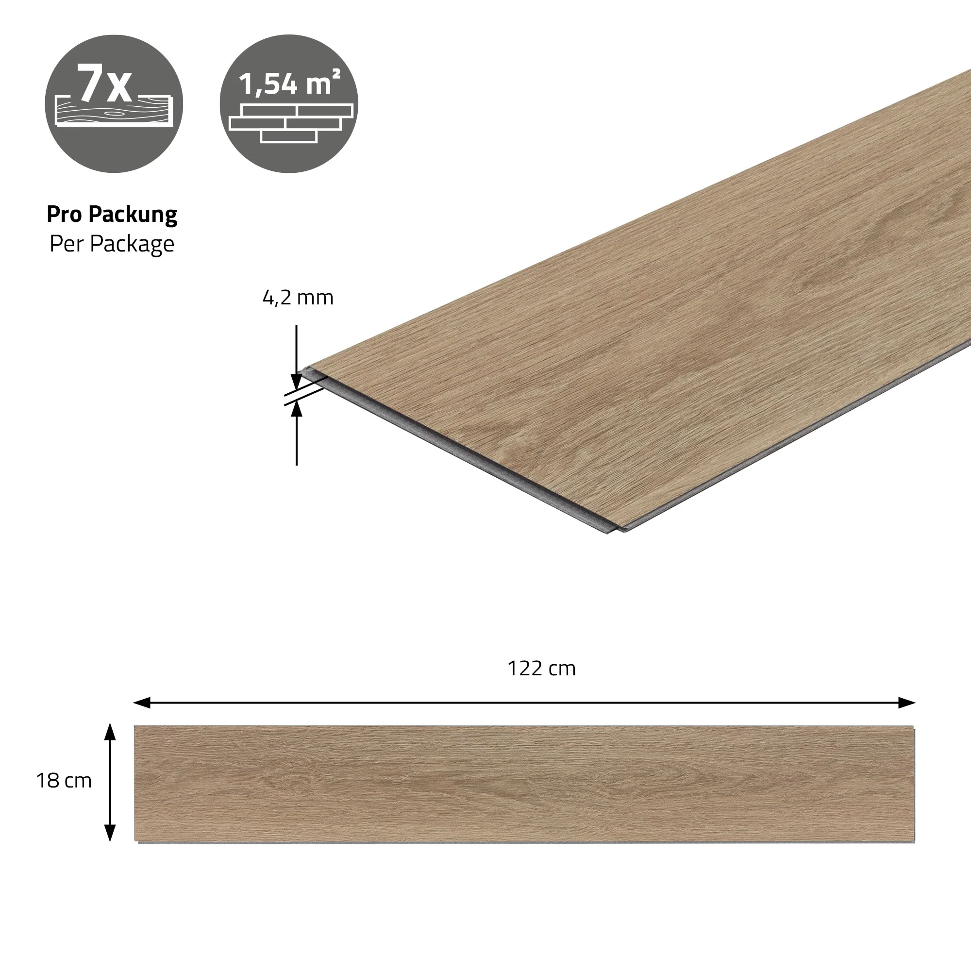 Vinylboden Click 122cm x 18cm x 4,2mm, Braun, Holzoptik, rutschfest, wasserfest, Belastungsklasse 34 - Image 36