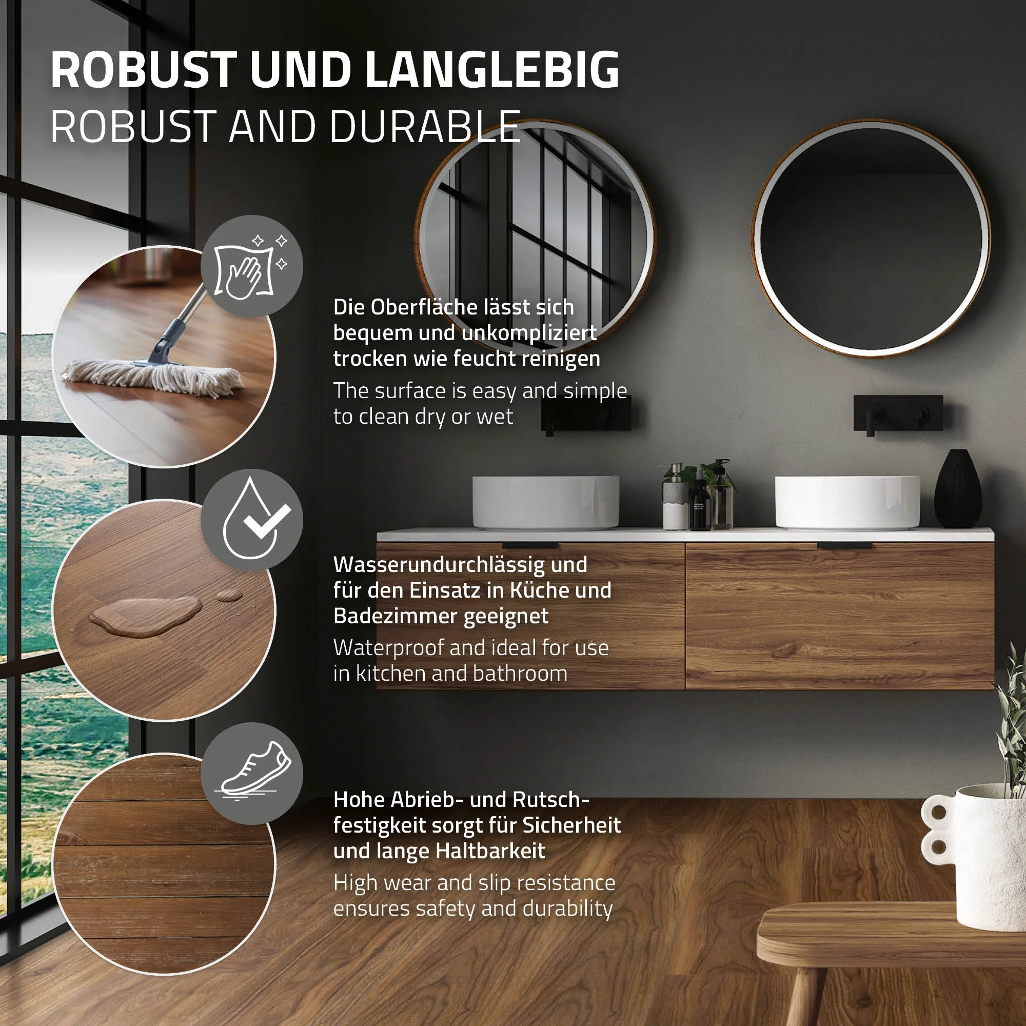 Vinylboden Click 122cm x 18cm x 4,2mm, Braun, Holzoptik, rutschfest, wasserfest, Belastungsklasse 34 - Image 55