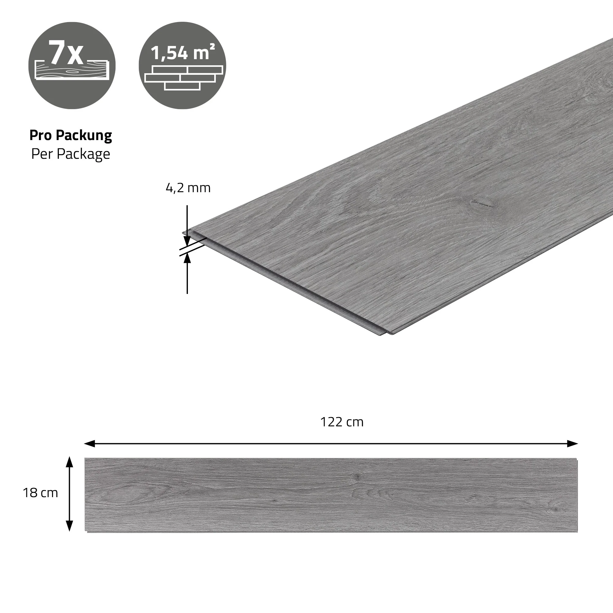 Vinylboden Click 122cm x 18cm x 4,2mm, Braun, Holzoptik, rutschfest, wasserfest, Belastungsklasse 34 - Image 69