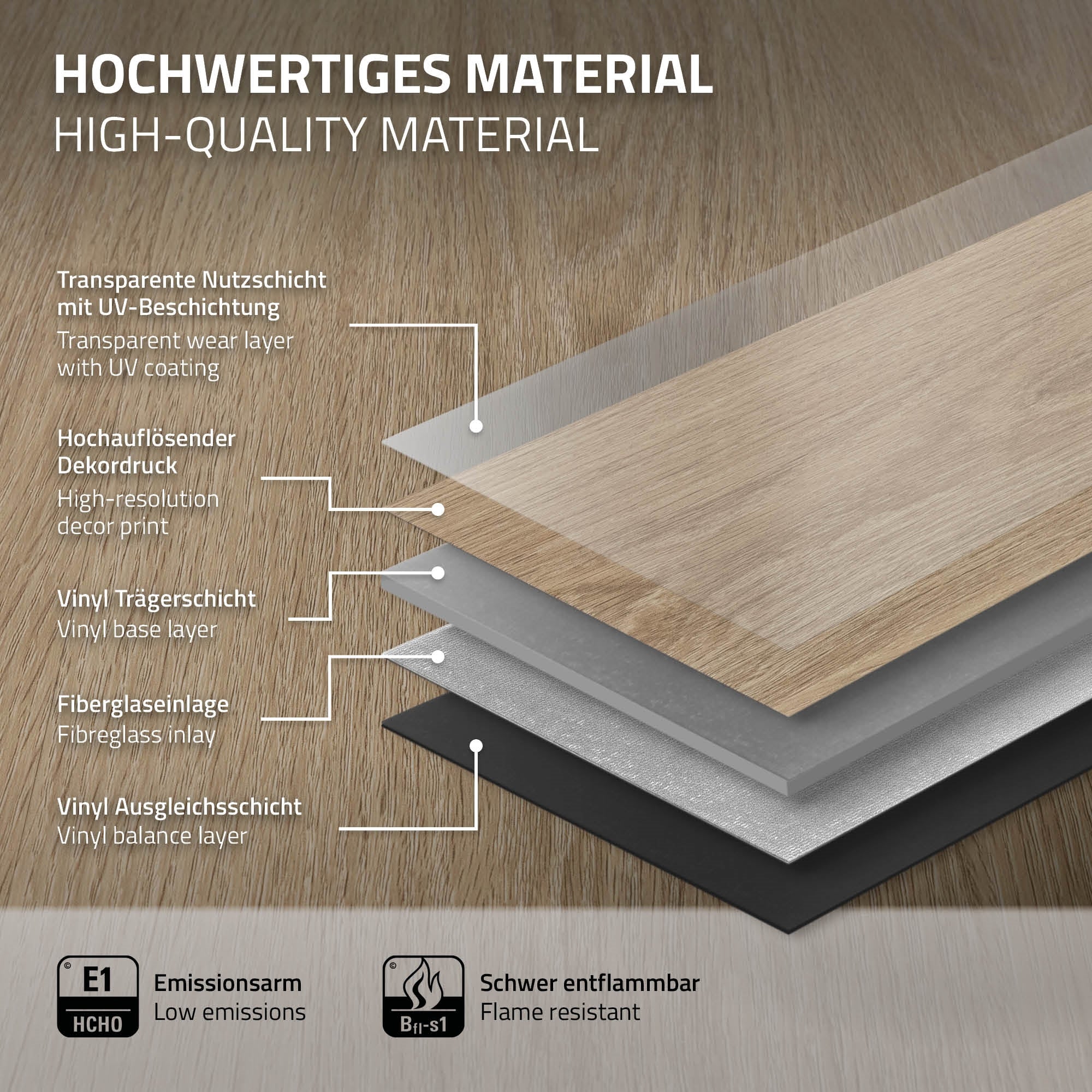 Vinylboden Click 122cm x 18cm x 4,2mm, Braun, Holzoptik, rutschfest, wasserfest, Belastungsklasse 34 - Image 91