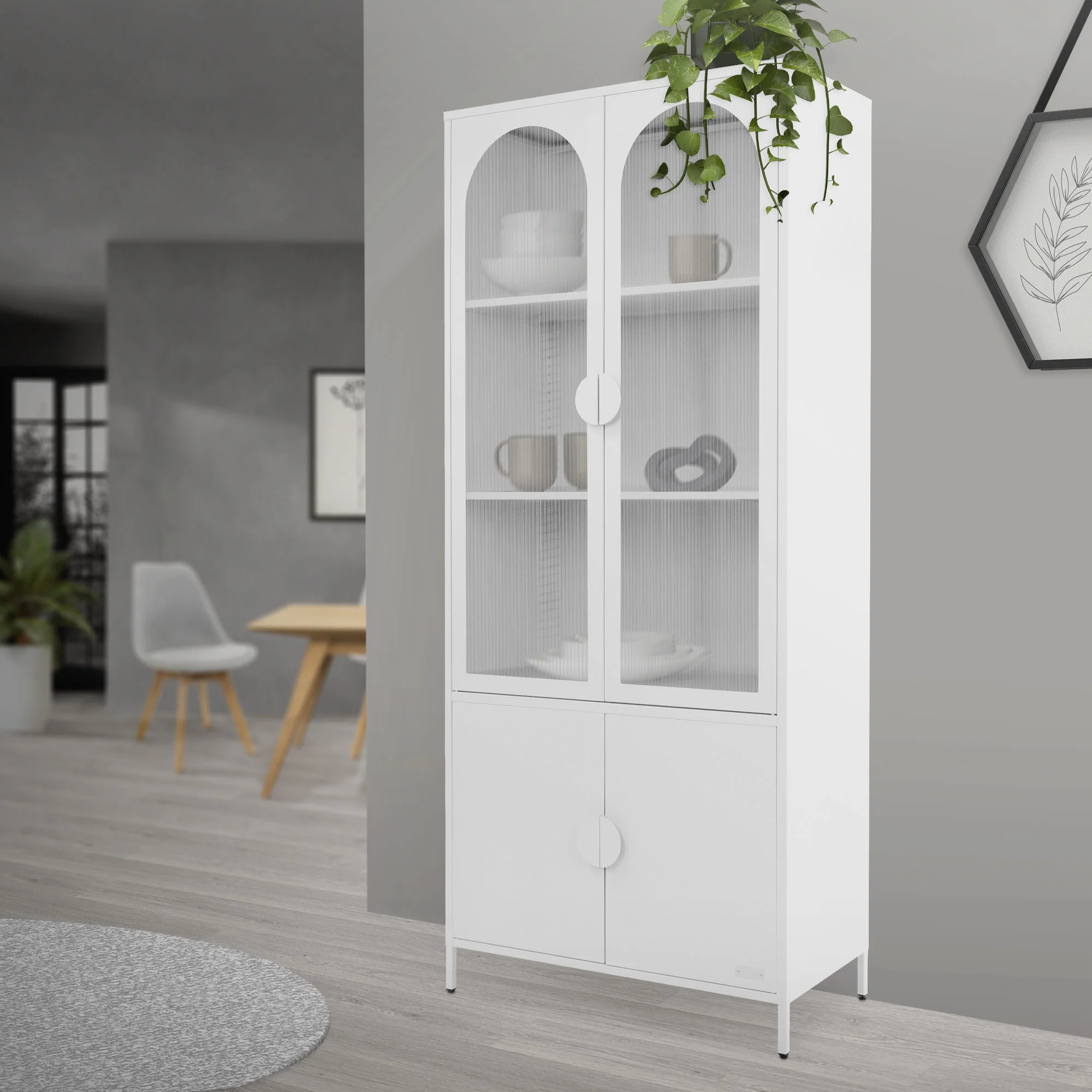 Vitrinenschrank 80x185x40 cm aus Stahl mit 4 Ablage-/Regalfächer und 4 Türen - Image 26