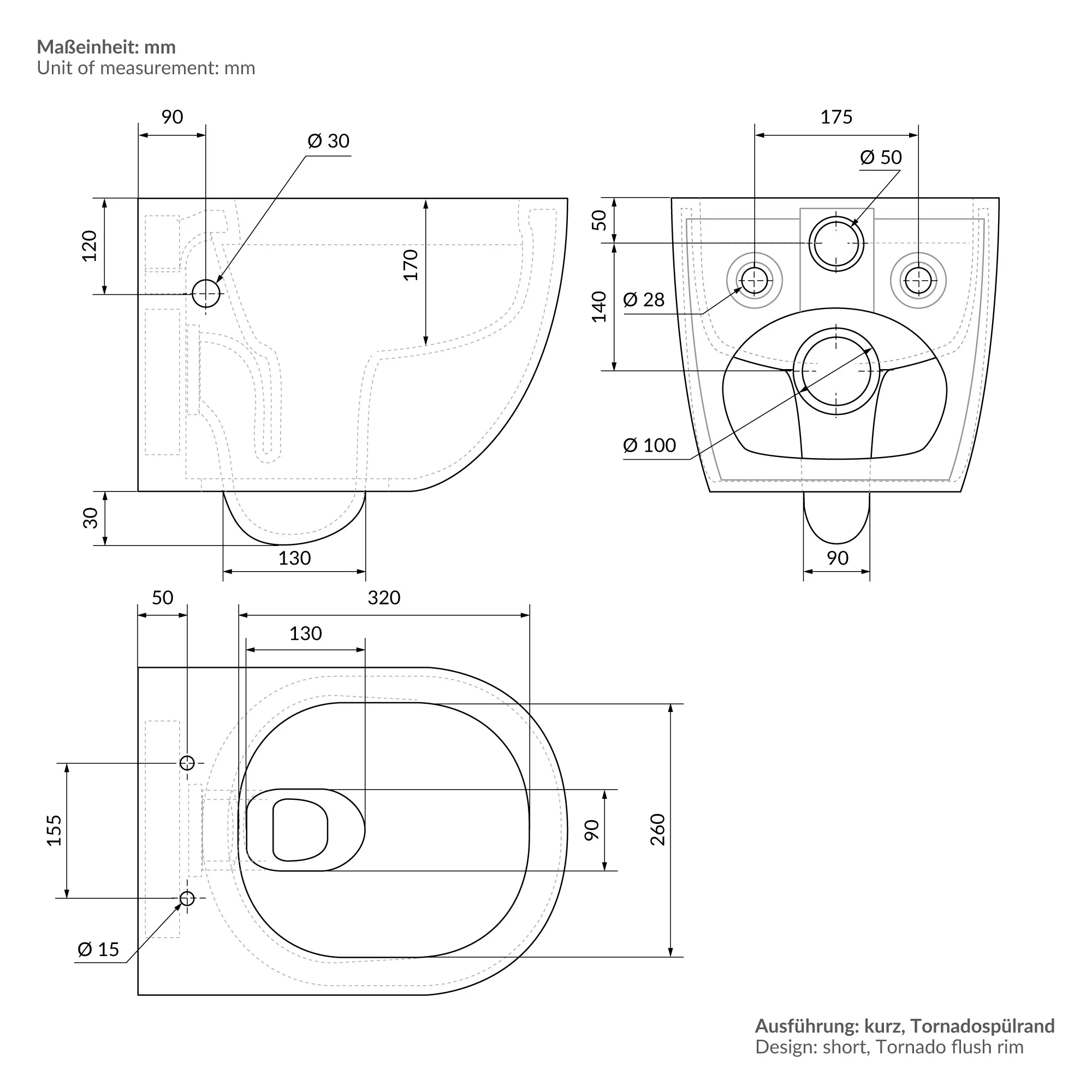 Wand WC Spülrandlos mit Bidet-Funktion, Weiß, Tiefspüler Keramik - Image 10