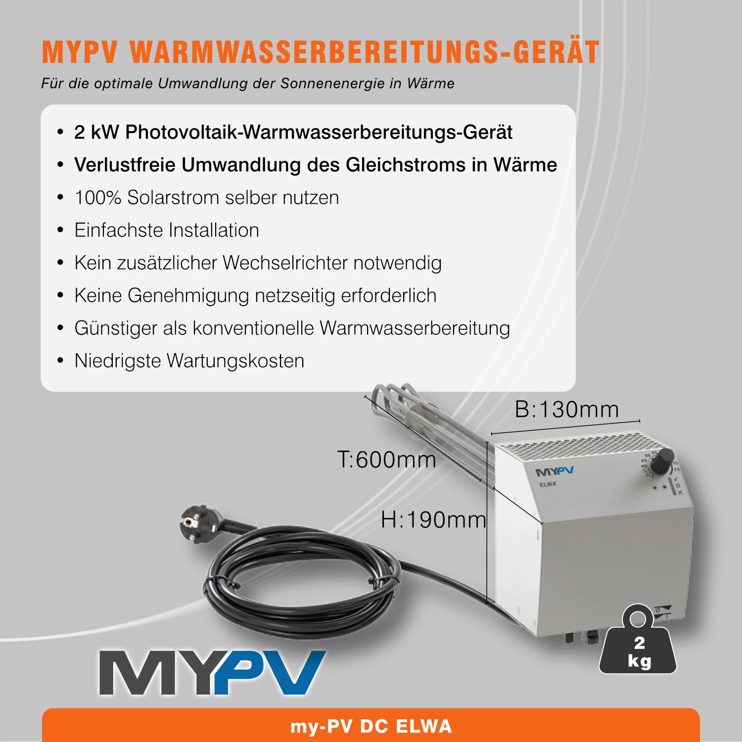 Warmwasserbereitung mit Photovoltaik – MyPV ELWA, 2600W+ Solarmodule - Image 3