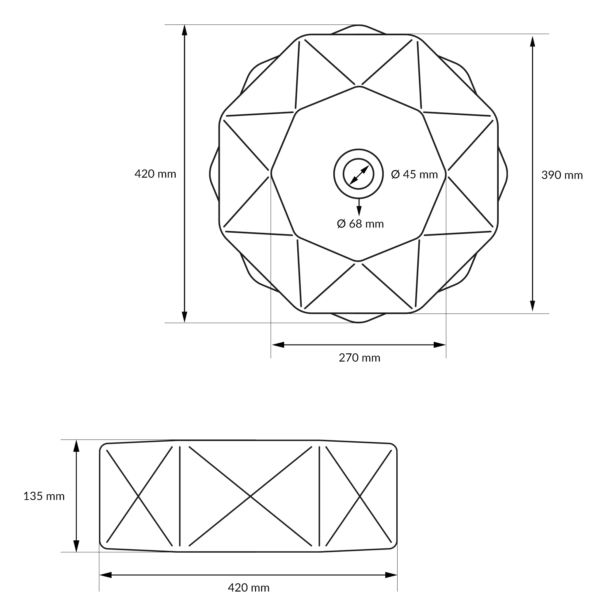 Waschbecken Diamantform ohne Überlauf Ø 42x13,5 cm Weiß aus Keramik ML-Design - Image 6