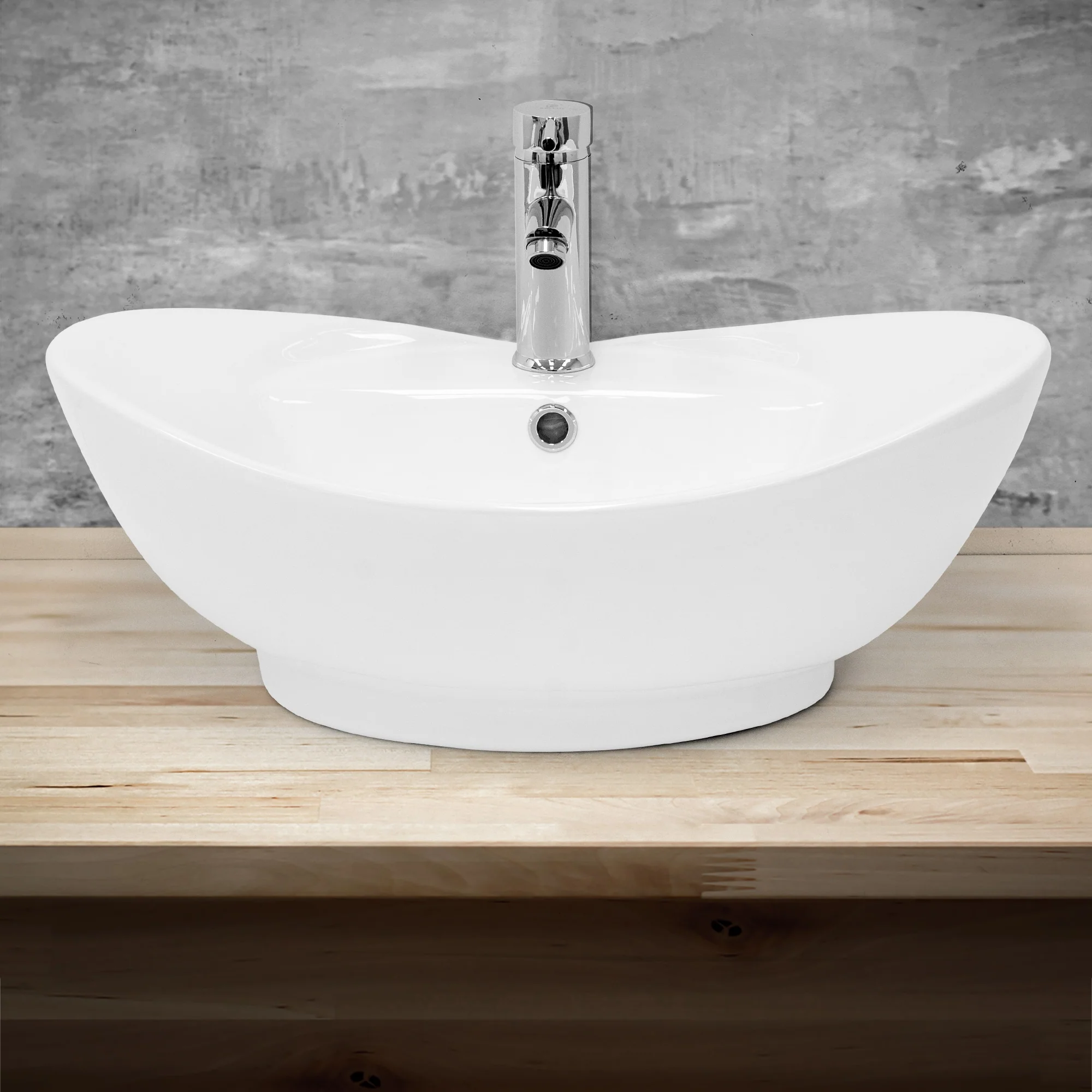 Waschbecken Ovalform mit Überlauf 59x39,5x20,5 cm Weiß aus Keramik ML-Design - Image 3