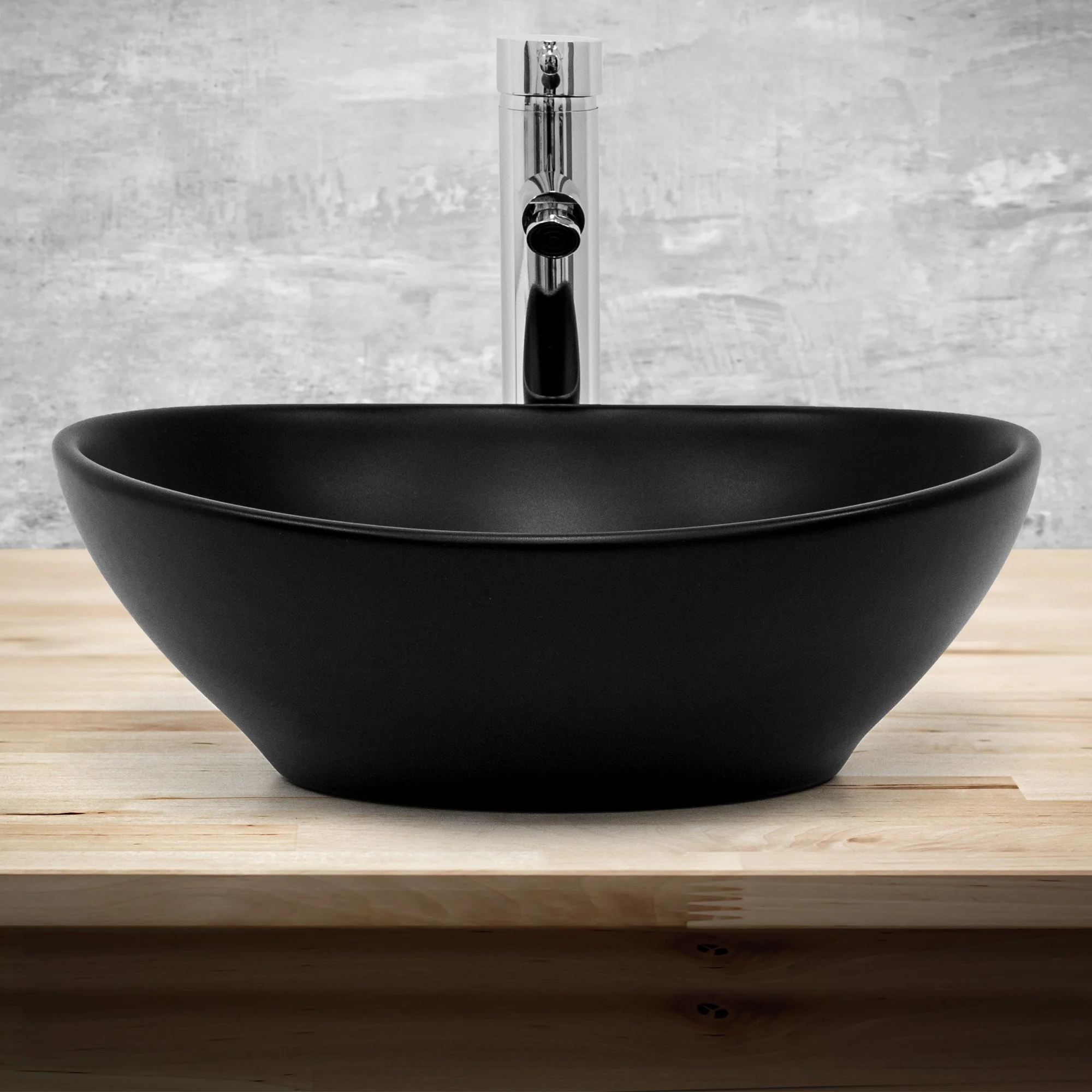 Waschbecken Ovalform ohne Überlauf 41x33,5x14,5 cm Schwarz aus Keramik ML-Design - Image 3