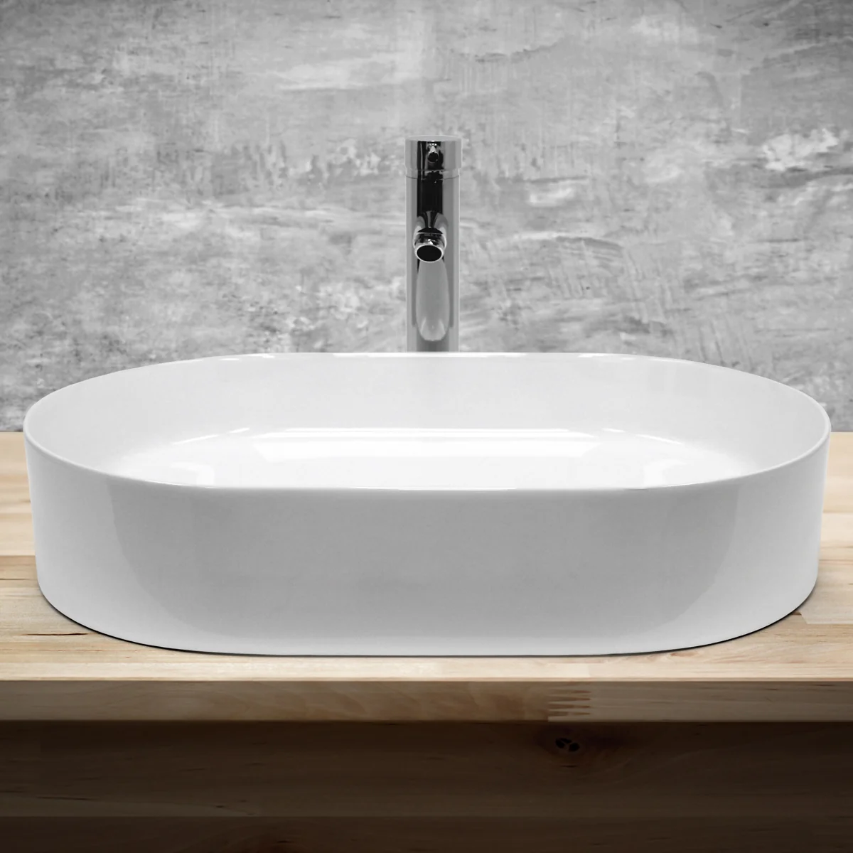 Waschbecken Ovalform ohne Überlauf 60,5x38x12,5 cm Weiß aus Keramik - Image 3