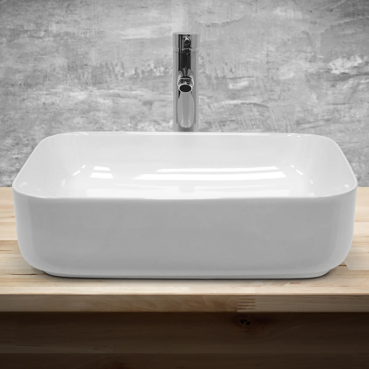 Waschbecken Waschtisch 505x395x135 mm aus Keramik Weiß inkl. Ablaufgarnitur - Image 3