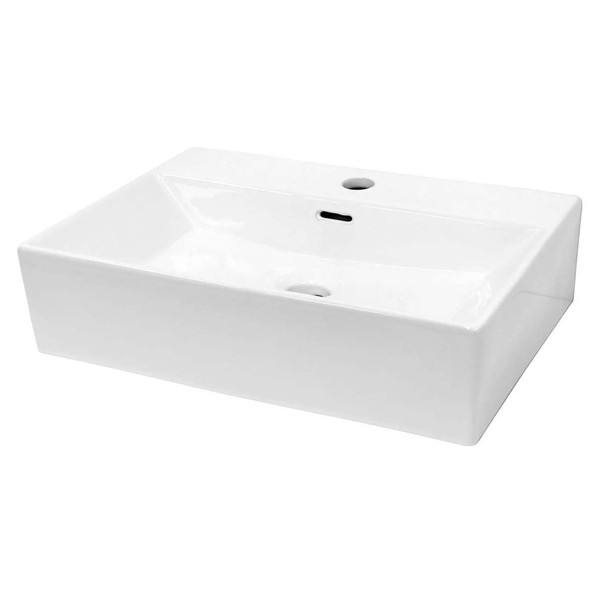 Waschbecken Waschtisch 515x360x130mm Keramik Eckig Weiß + Wasserhahn ausziehbare - Image 2