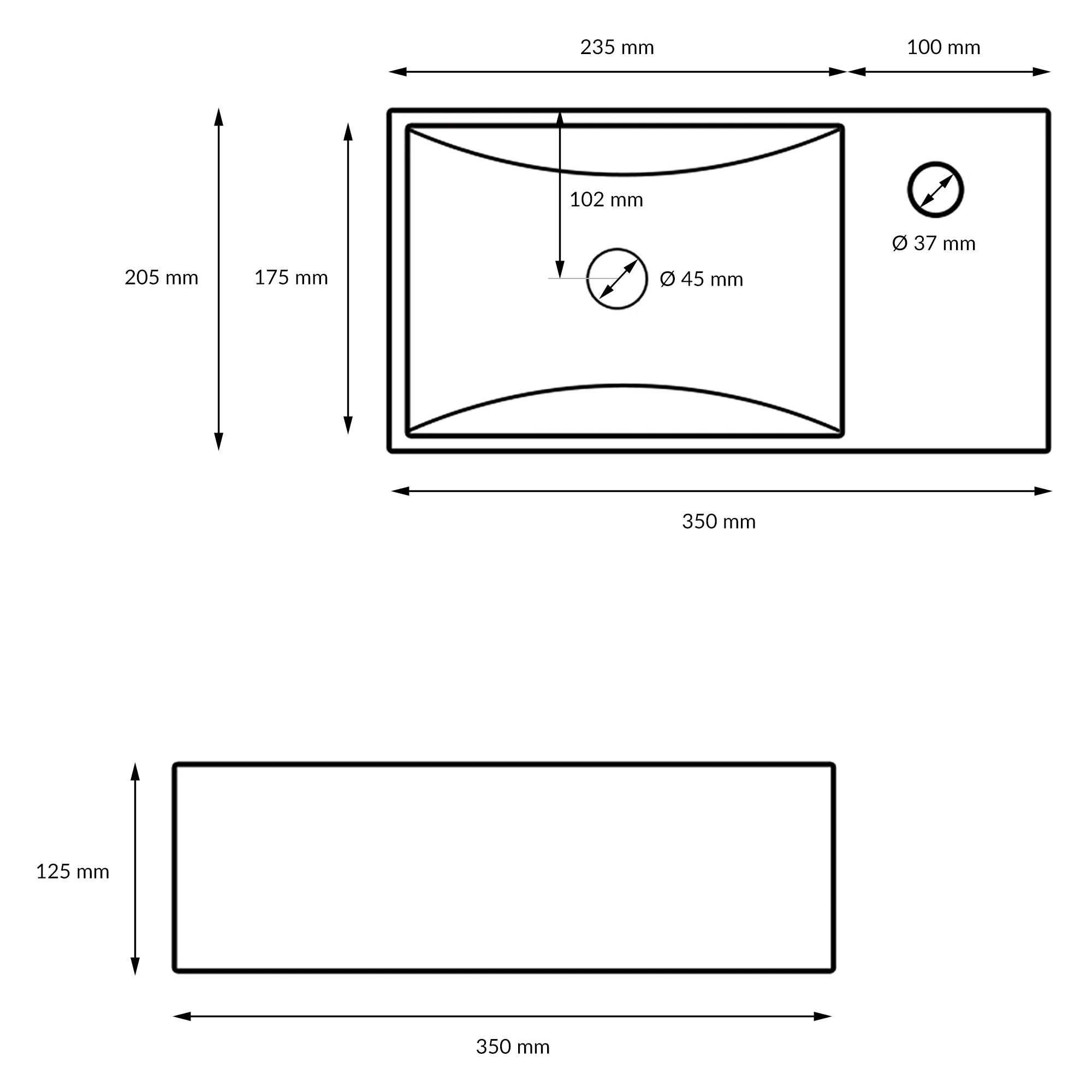 Waschbecken Waschtisch Keramik Weiß 350x205x125 mm Eckig, inkl. Ablaufgarnitur - Image 6