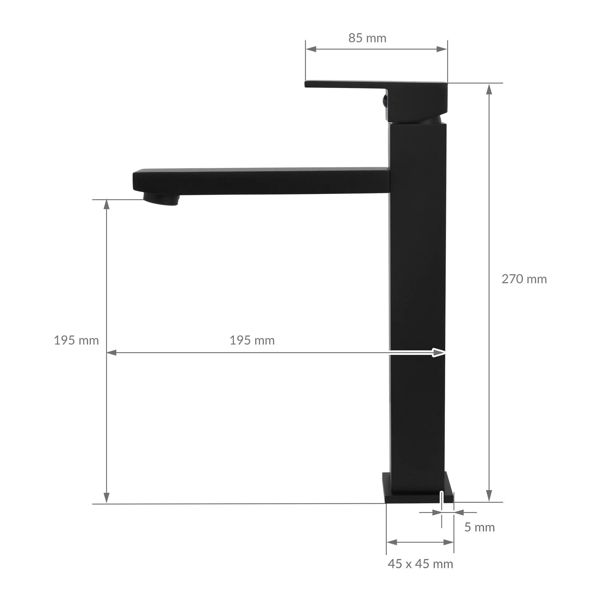 Waschtischarmatur fürs Badezimmer 195x45x270 mm Schwarz matt aus Messing von LuxeBath - Image 6