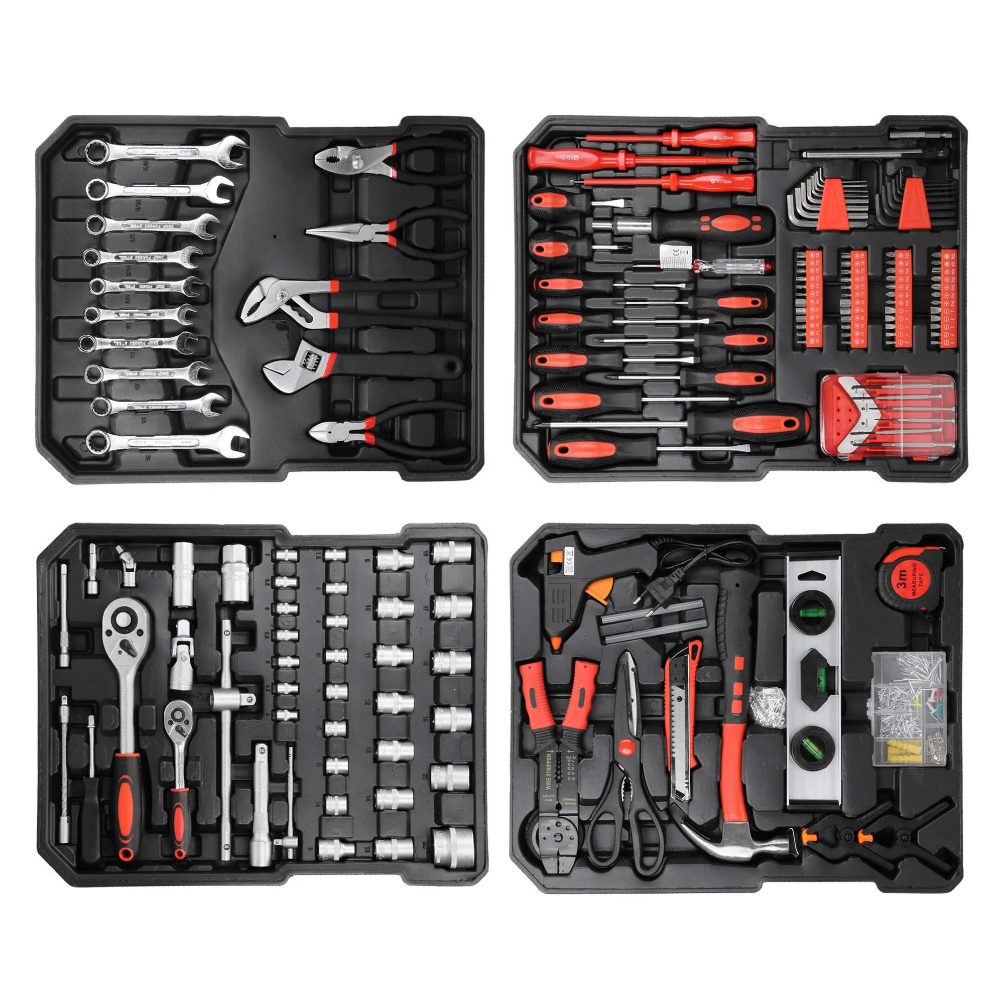 Werkzeugkoffer 949 Teilig Aluminium Schwarz mit 4 Ebenen Chrom-Vanadium - Image 6