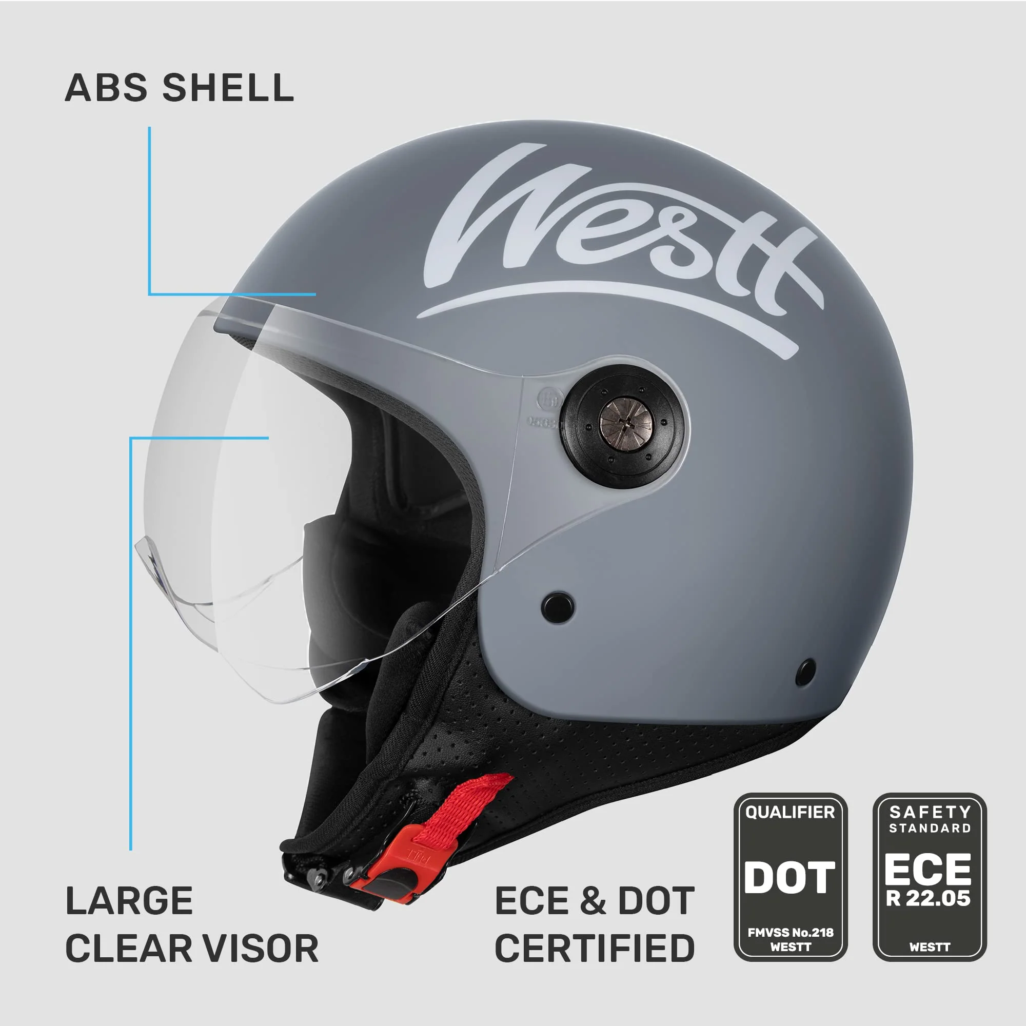 Westt Classic Jethelm mit Visier Motorradhelm Herren Damen Roller Chopper Helm Mopedhelm Retro - Image 4