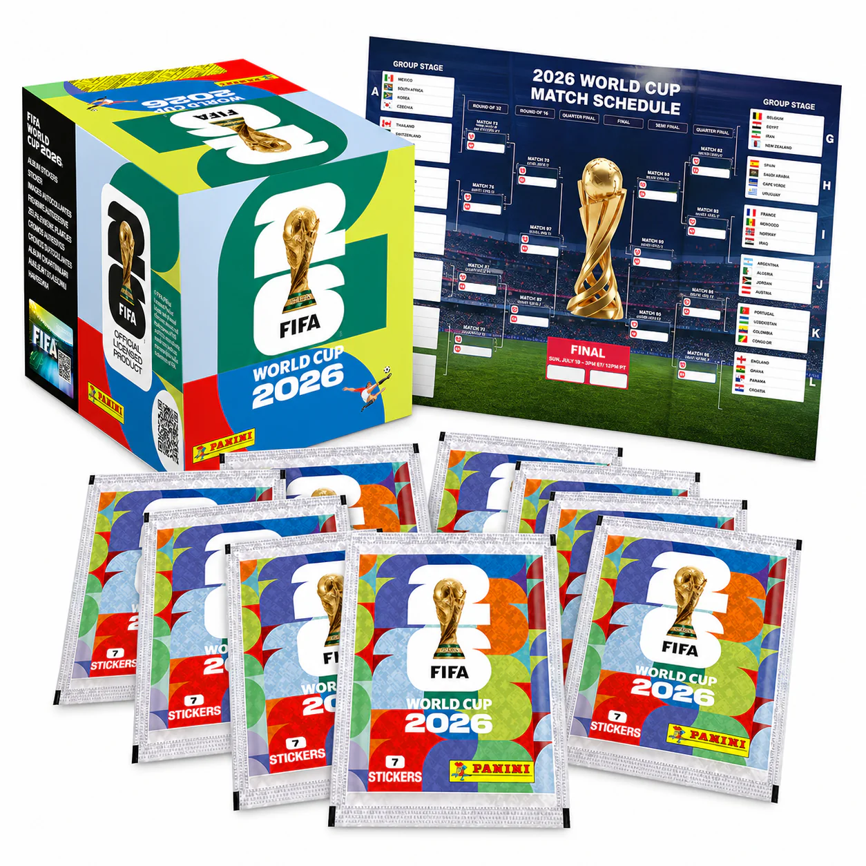 WM 2026 Sticker Set Fußball – inkl Spielplan & Panini Sticker (25 Tüten  / 175 Sticker Einzeltüten) - Image 2