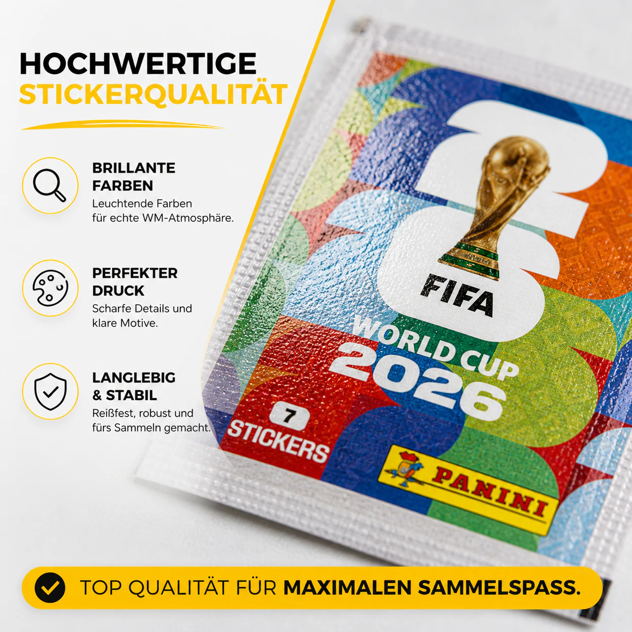 WM 2026 Sticker Set Fußball – inkl Spielplan & Panini Sticker (25 Tüten  / 175 Sticker Einzeltüten) - Image 6