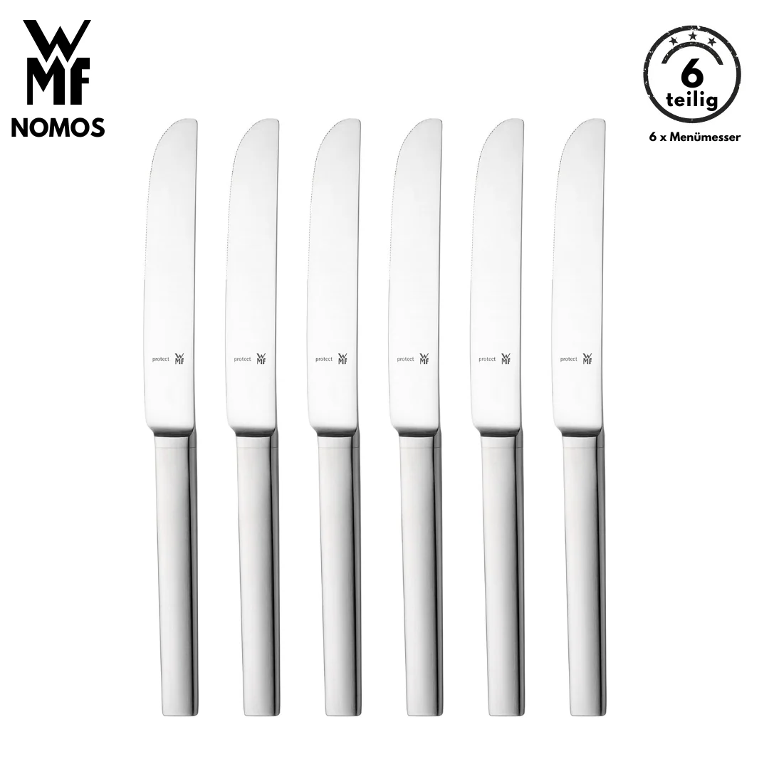 WMF Besteck Messer set NOMOS B-Ware 6-tlg, Cromargan®, Tafelmesser, Menümesser