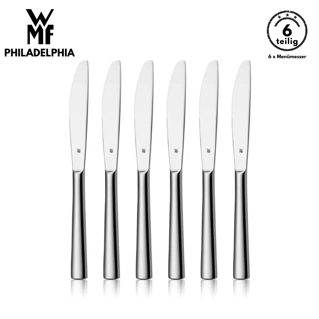 WMF Besteck Messerset Philadelphia B-Ware 6-tlg, Cromargan®, Tafelmesser, Messer