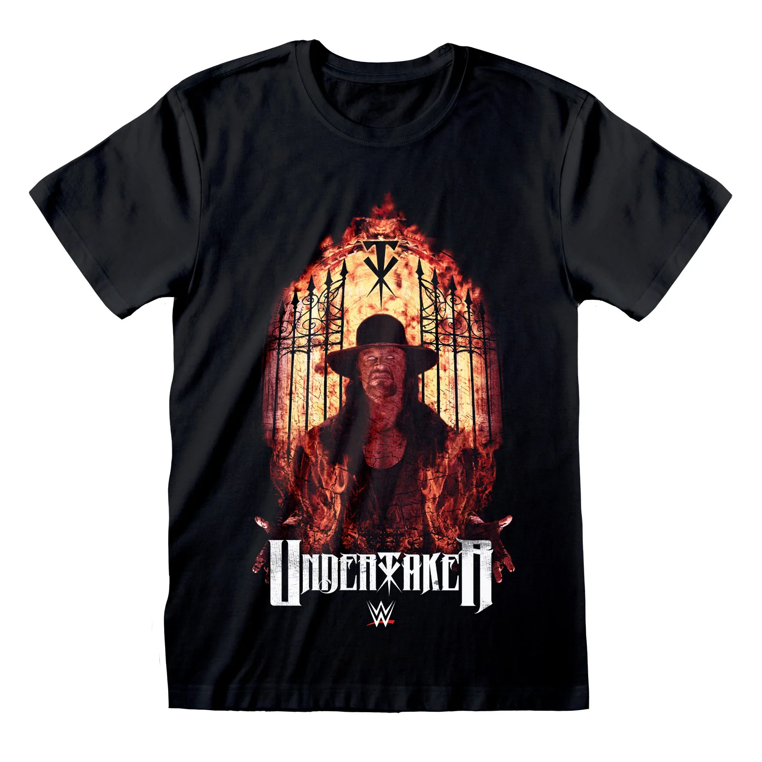 WWE  -  Undertaker  -  Flames (Unisex Black T - Shirt Front ) - Image 3