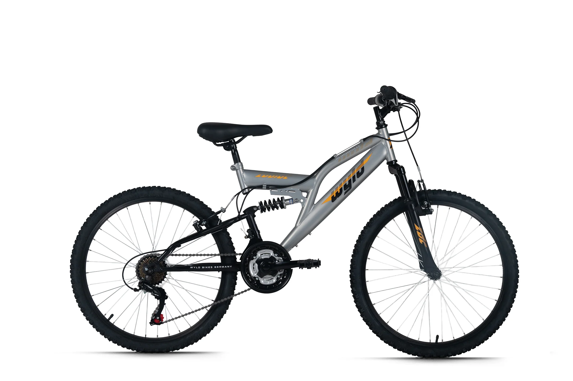WYLD Kinder-Mountainbike Fully 24'' Zodiac grau 18 Gänge RH 38 cm