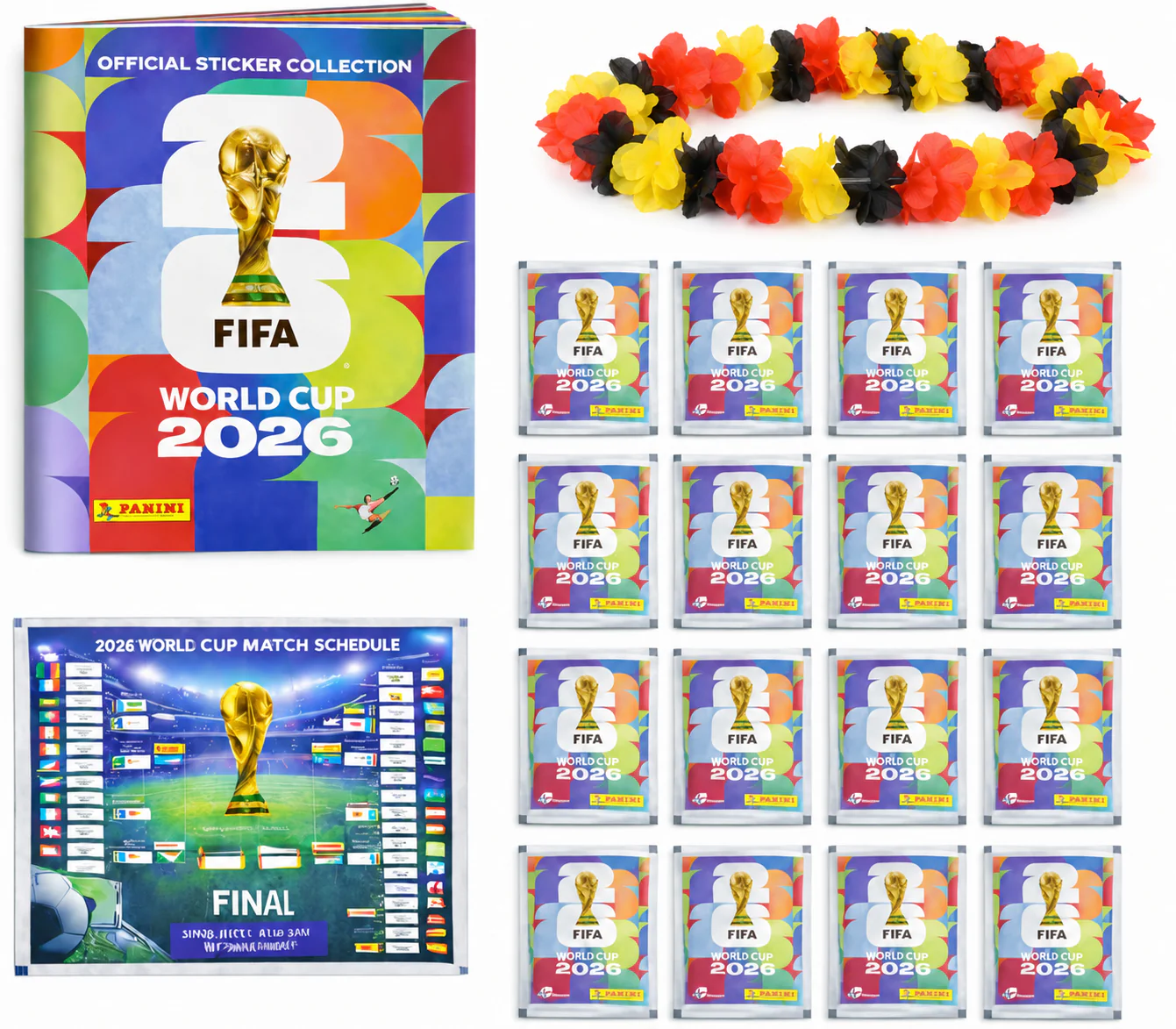 XXL WM 2026 Sammelset – inkl. Panini Stickeralbum, passenden Stickern, Spielplan und Blumenkette - Image 2