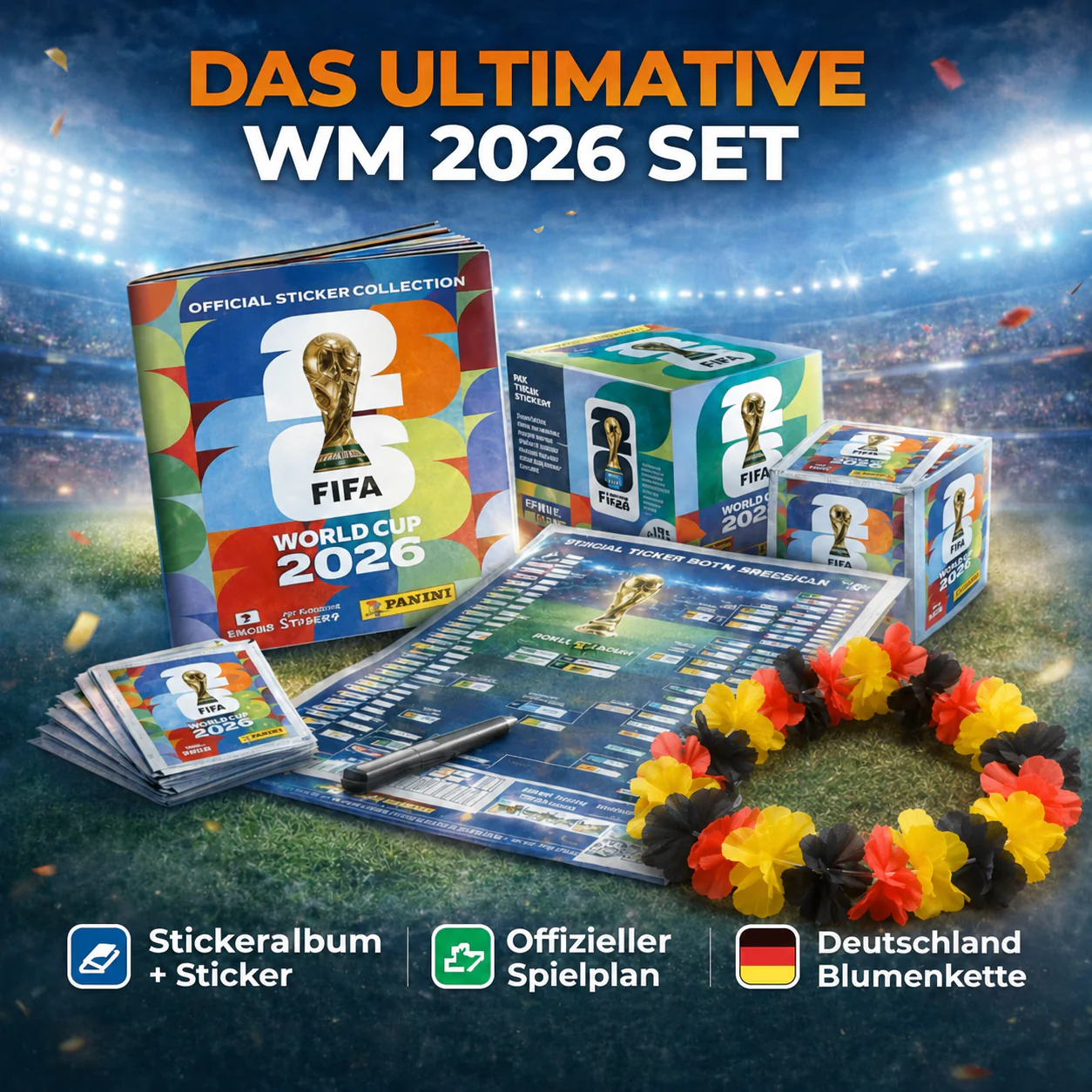 XXL WM 2026 Sammelset – inkl. Panini Stickeralbum, passenden Stickern, Spielplan und Blumenkette - Image 24