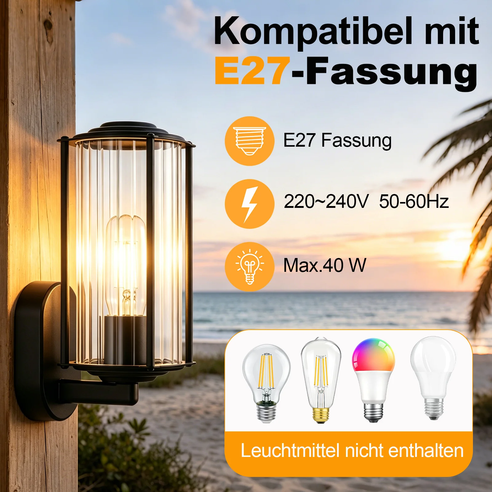ZMH Außenwandleuchte IP65 E27 Schwarz Innen Wandlampe für Hauswand Balkon Flur Terrasse - Image 3