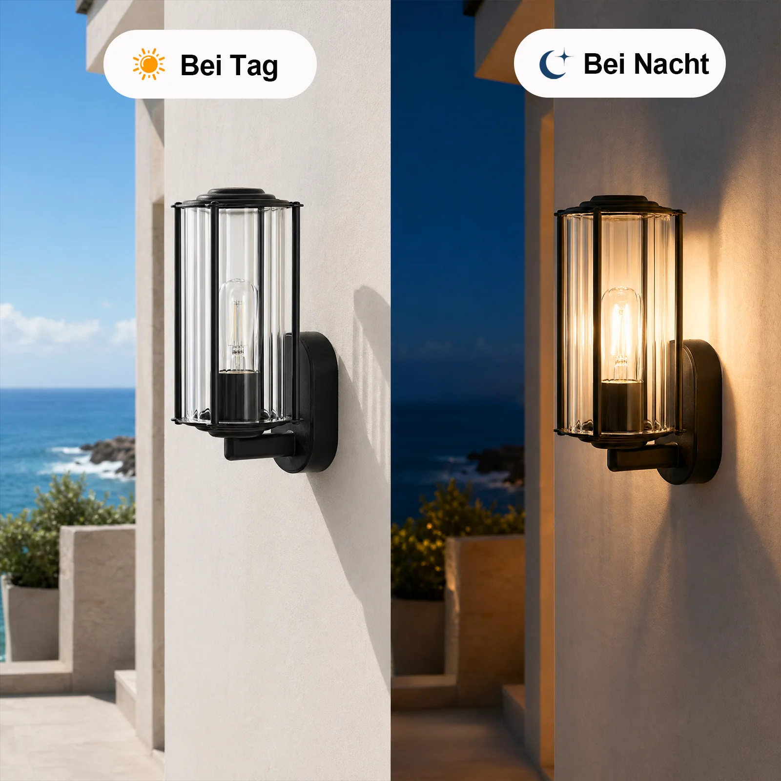 ZMH Außenwandleuchte IP65 E27 Schwarz Innen Wandlampe für Hauswand Balkon Flur Terrasse - Image 4