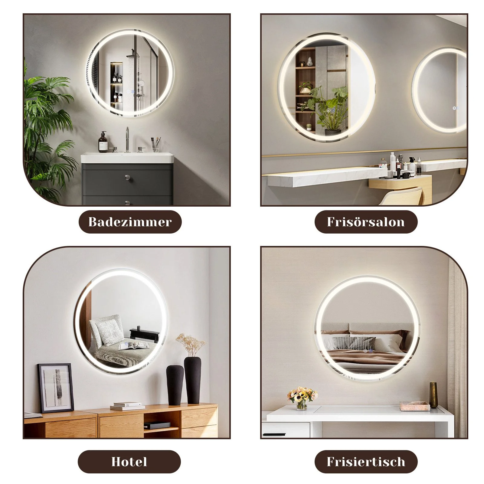 ZMH Badezimmerspiegel mit Antibeschlagfunktion IP44 rund weiß dimmbarer Badezimmerspiegel - Image 10