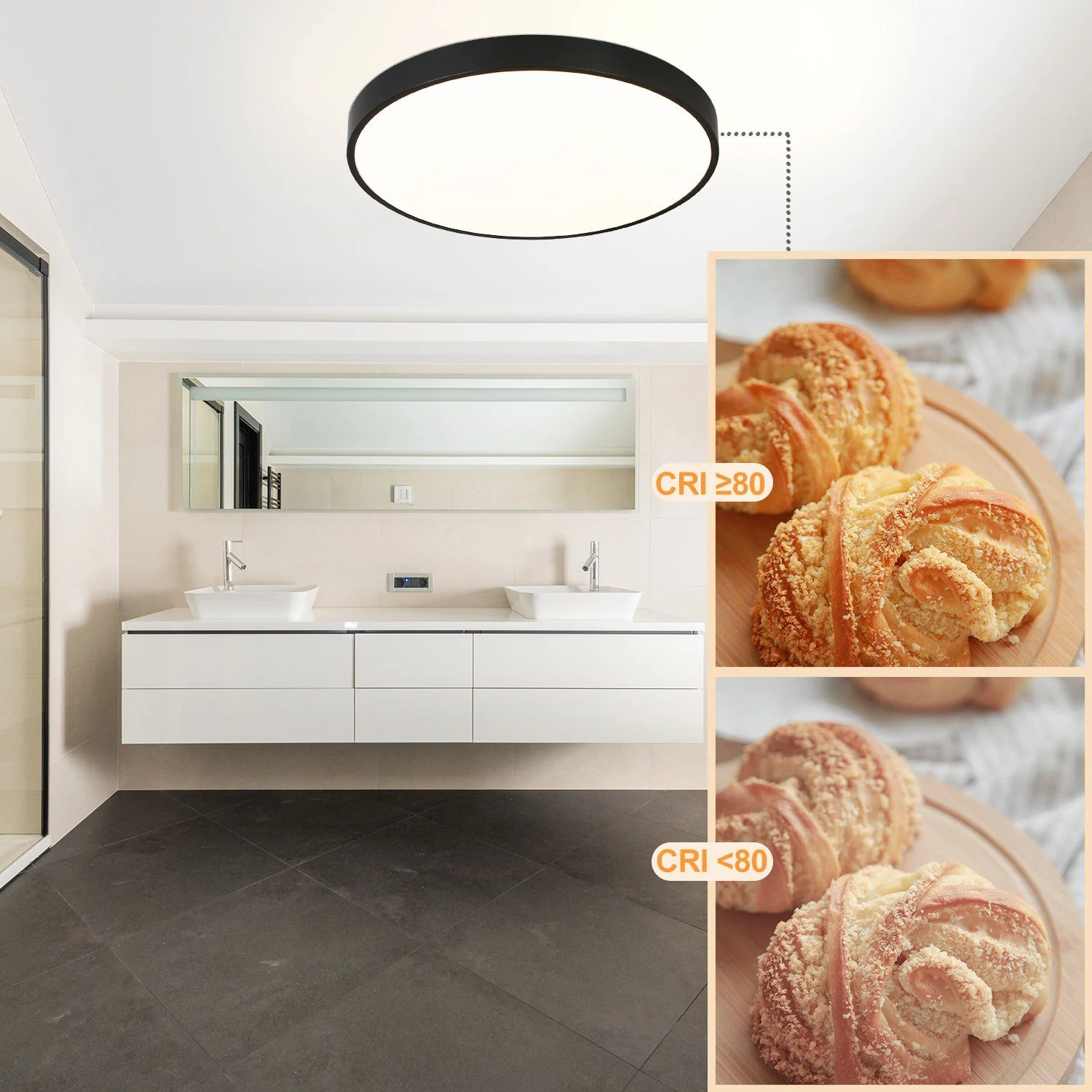 ZMH Dimmbare LED-Deckenleuchte mit Fernbedienung, 36 W, Badezimmerlampe,wasserdicht - Image 5
