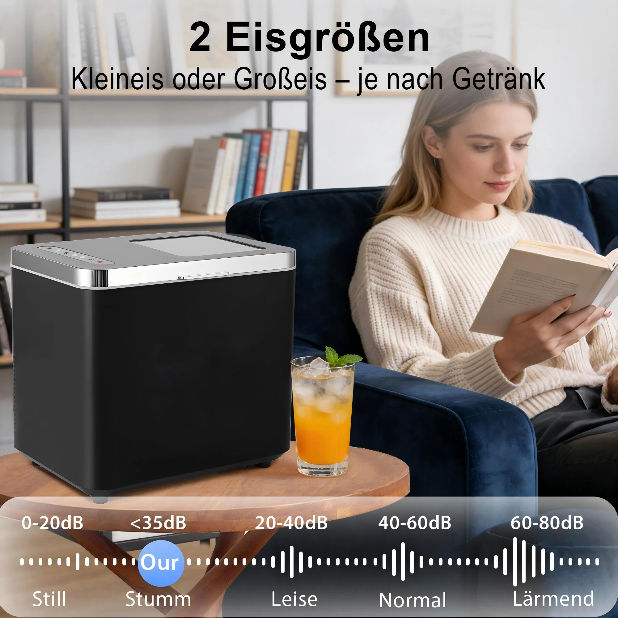 ZMH Eiswürfelbereiter-6 Eiswürfel in 9 Minuten 2 Kugelgrößen & 1,2L Tank für Bar Küche - Image 3