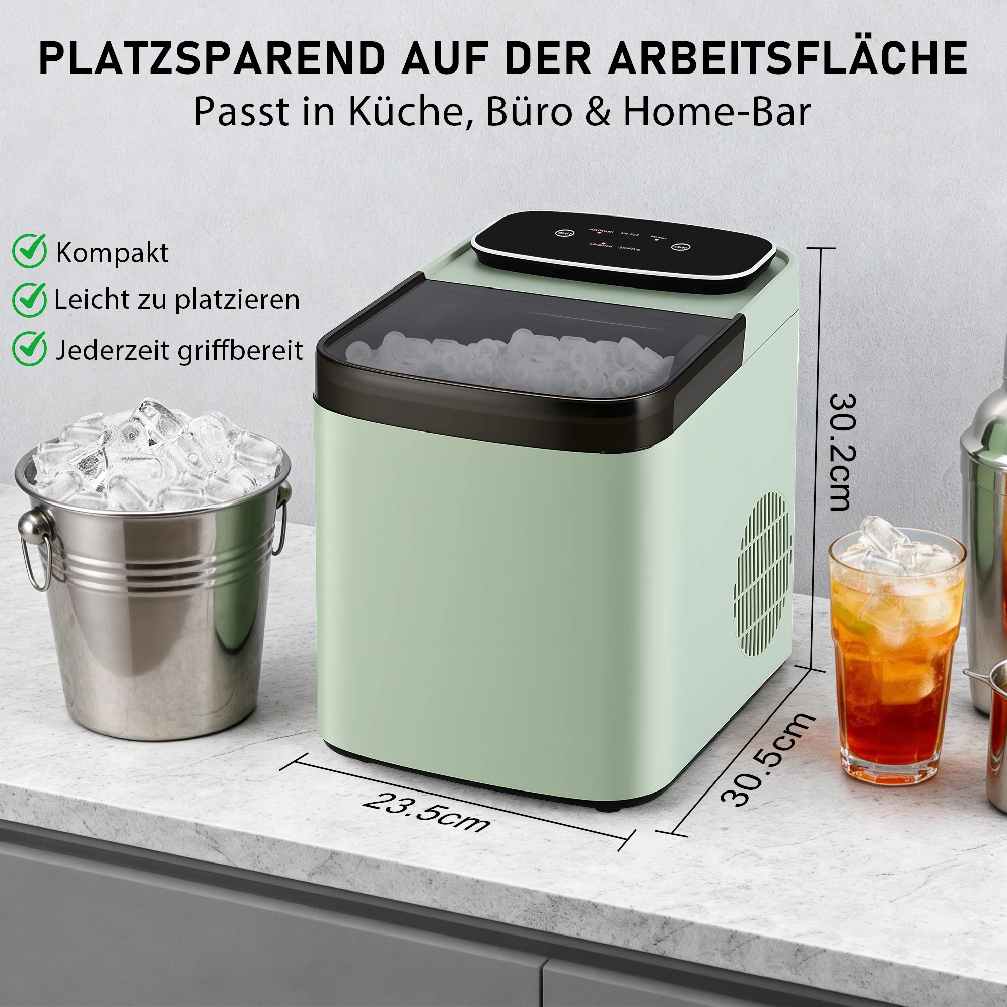 ZMH Eiswürfelbereiter Vert - 9 Eiswürfel in 6 Minuten leiser Betrieb für Küche - Image 11