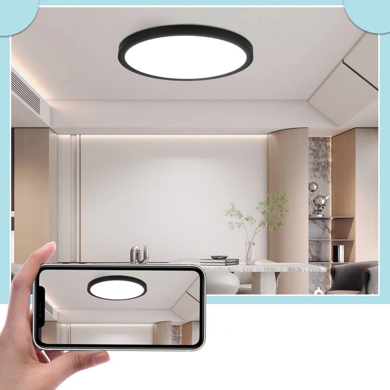 ZMH Flache LED Deckenleuchte 30cm - 24W, Schwarz, 6000K - Image 6