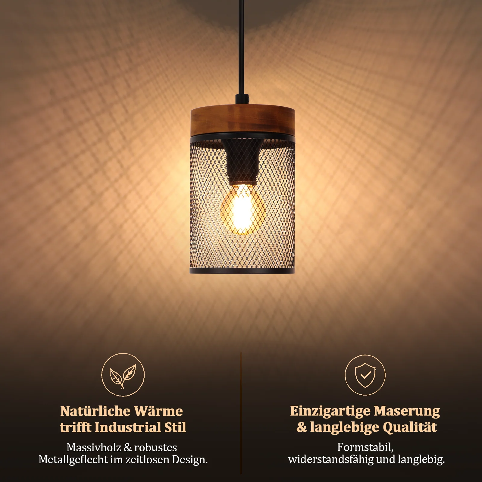 ZMH Hängelampe 3 flammig Holz Vinatge E14 Industrial Retro Pendelleuchte für Wohnzimmer Esszimmer - Image 5