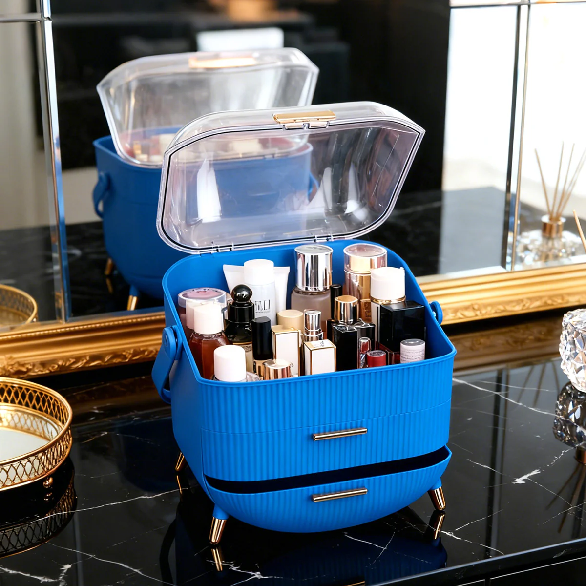 ZMH Kosmetik Organizer Gelb Make-up-Box mit Transparentem Fach Schubladen - Image 16