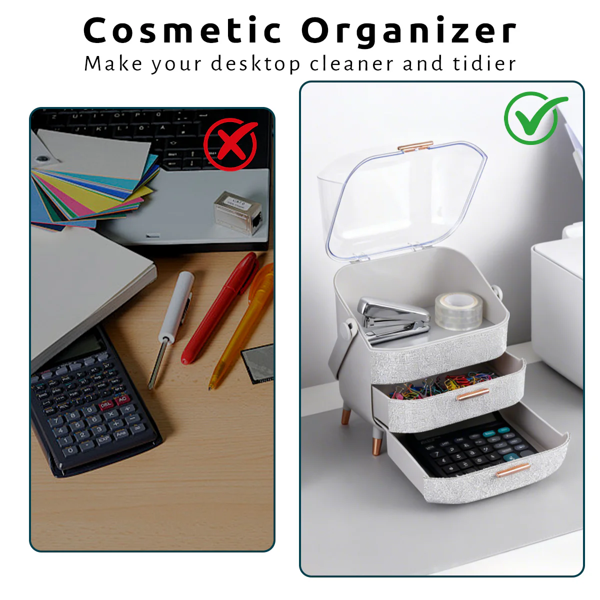 ZMH Kosmetik Organizer Gelb Make-up-Box mit Transparentem Fach Schubladen - Image 20