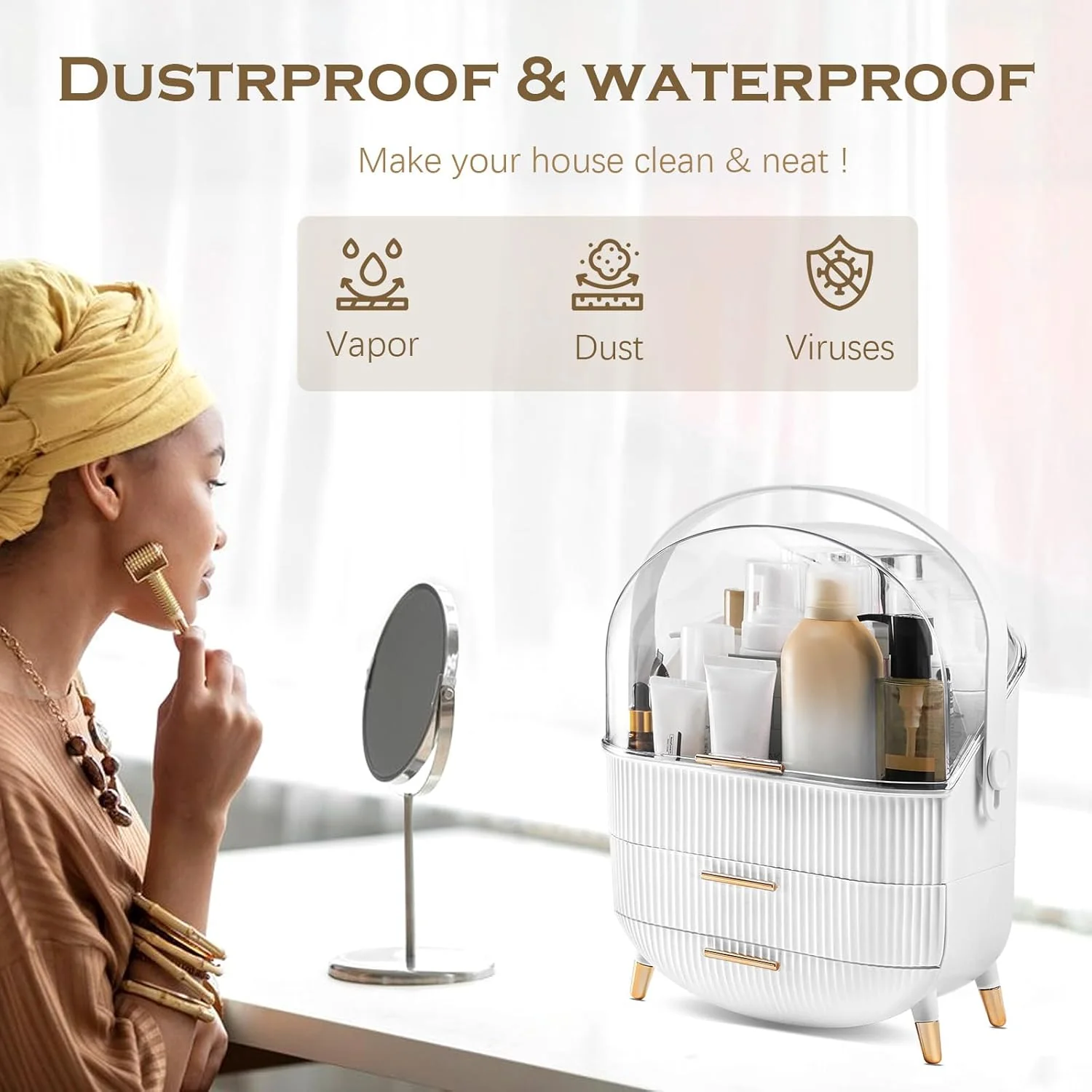 ZMH Kosmetik Organizer Gelb Make-up-Box mit Transparentem Fach Schubladen - Image 37
