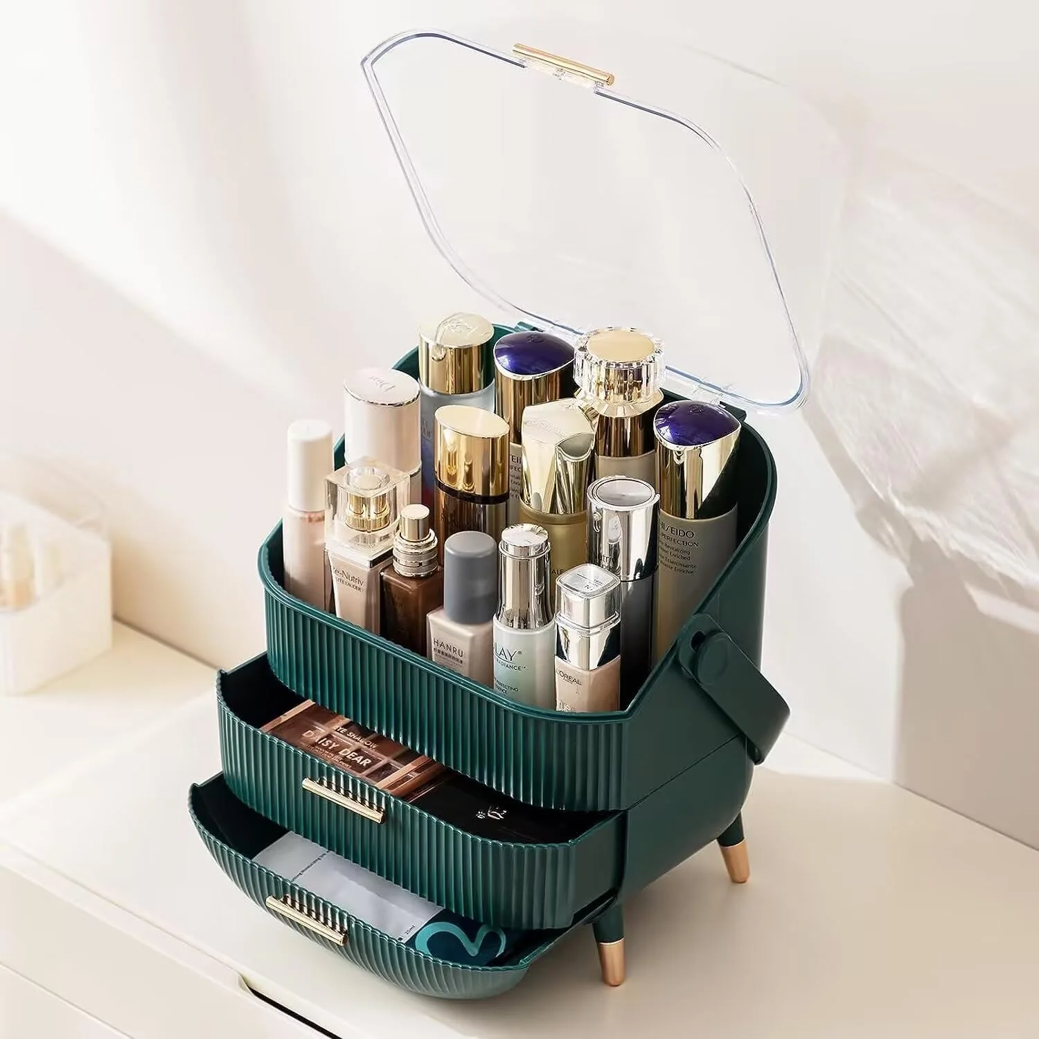 ZMH Kosmetik Organizer Gelb Make-up-Box mit Transparentem Fach Schubladen - Image 45