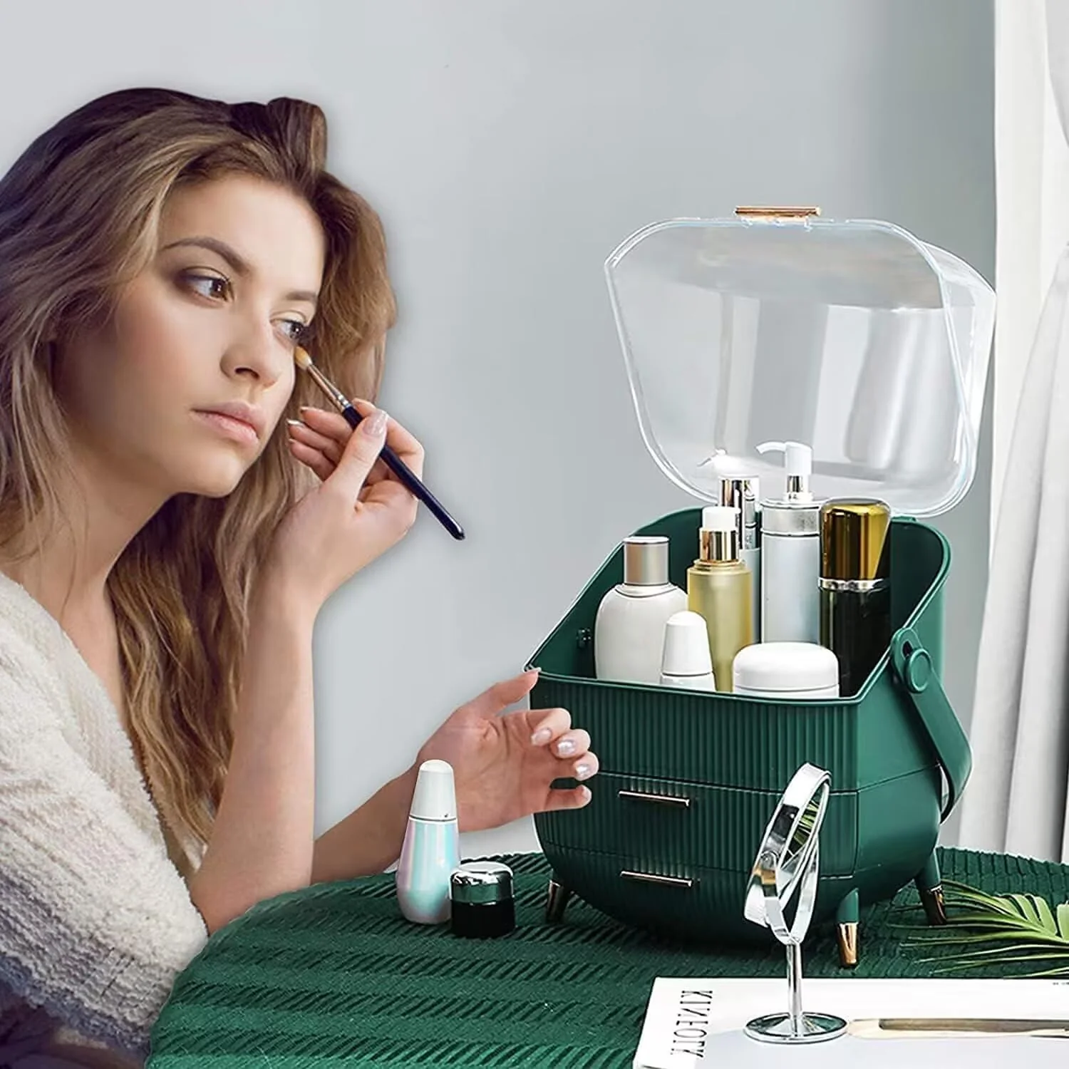 ZMH Kosmetik Organizer Gelb Make-up-Box mit Transparentem Fach Schubladen - Image 47