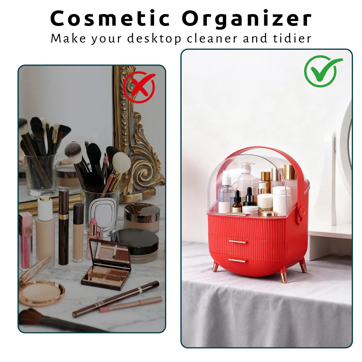 ZMH Kosmetik Organizer Gelb Make-up-Box mit Transparentem Fach Schubladen - Image 48