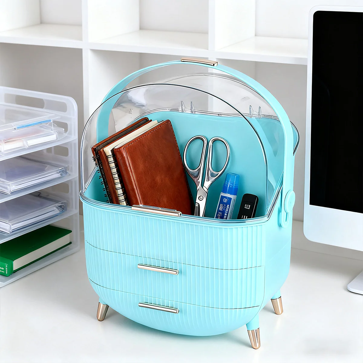 ZMH Kosmetik Organizer Gelb Make-up-Box mit Transparentem Fach Schubladen - Image 6