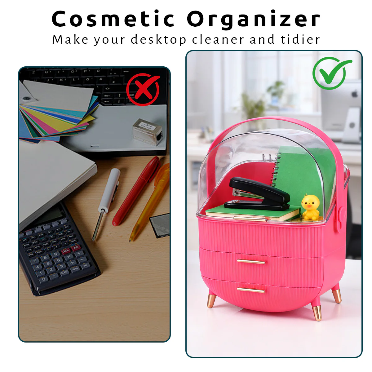ZMH Kosmetik Organizer Gelb Make-up-Box mit Transparentem Fach Schubladen - Image 67