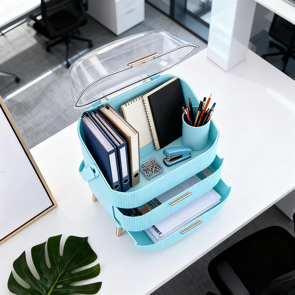 ZMH Kosmetik Organizer Gelb Make-up-Box mit Transparentem Fach Schubladen - Image 71