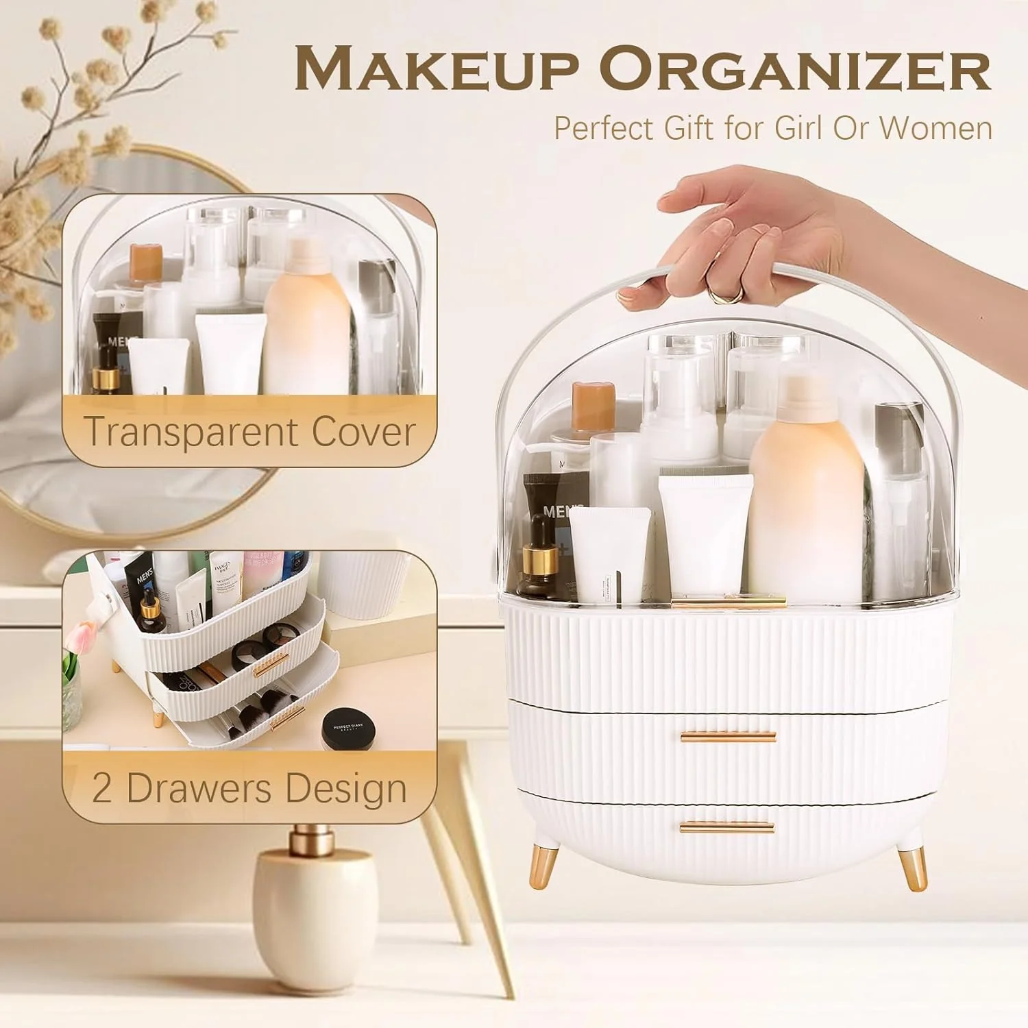 ZMH Kosmetik Organizer Gelb Make-up-Box mit Transparentem Fach Schubladen - Image 75
