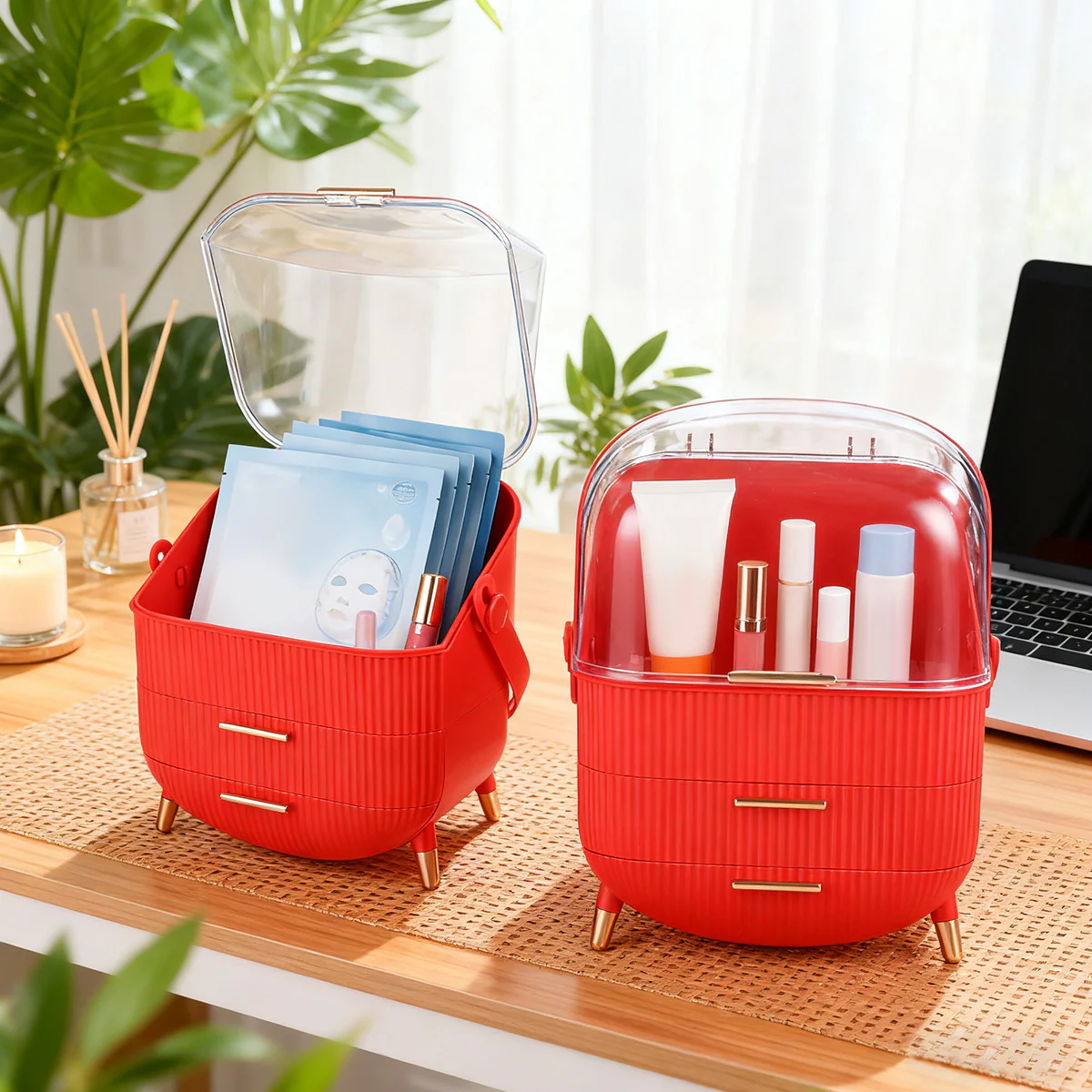 ZMH Kosmetik Organizer Gelb Make-up-Box mit Transparentem Fach Schubladen - Image 8