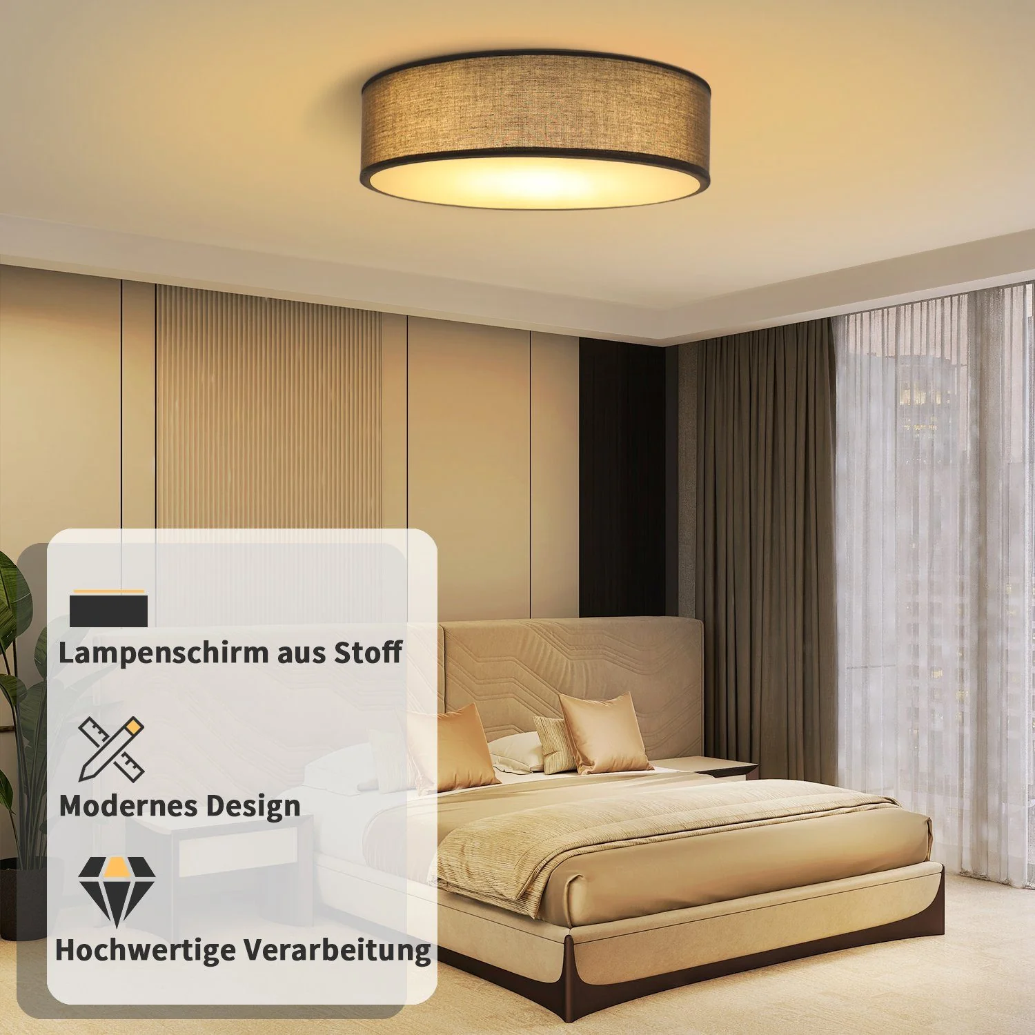 ZMH Kreisförmige Deckenleuchte, 1-flammig, E27,moderne graue Schlafzimmerlampe - Image 20