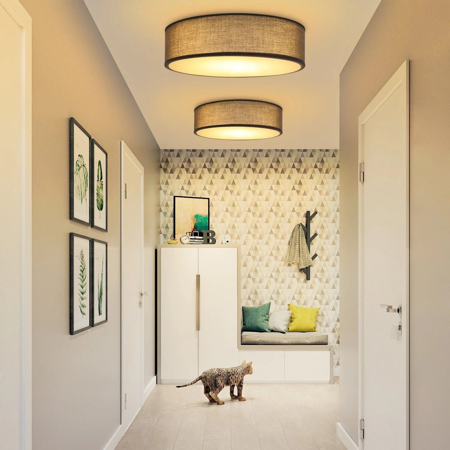 ZMH Kreisförmige Deckenleuchte, 1-flammig, E27,moderne graue Schlafzimmerlampe - Image 21