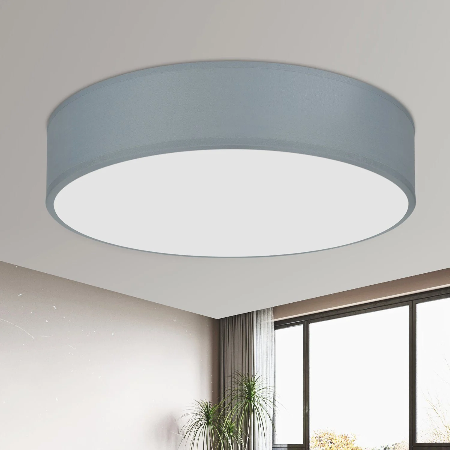 ZMH Kreisförmige Deckenleuchte, 1-flammig, E27,moderne graue Schlafzimmerlampe - Image 5