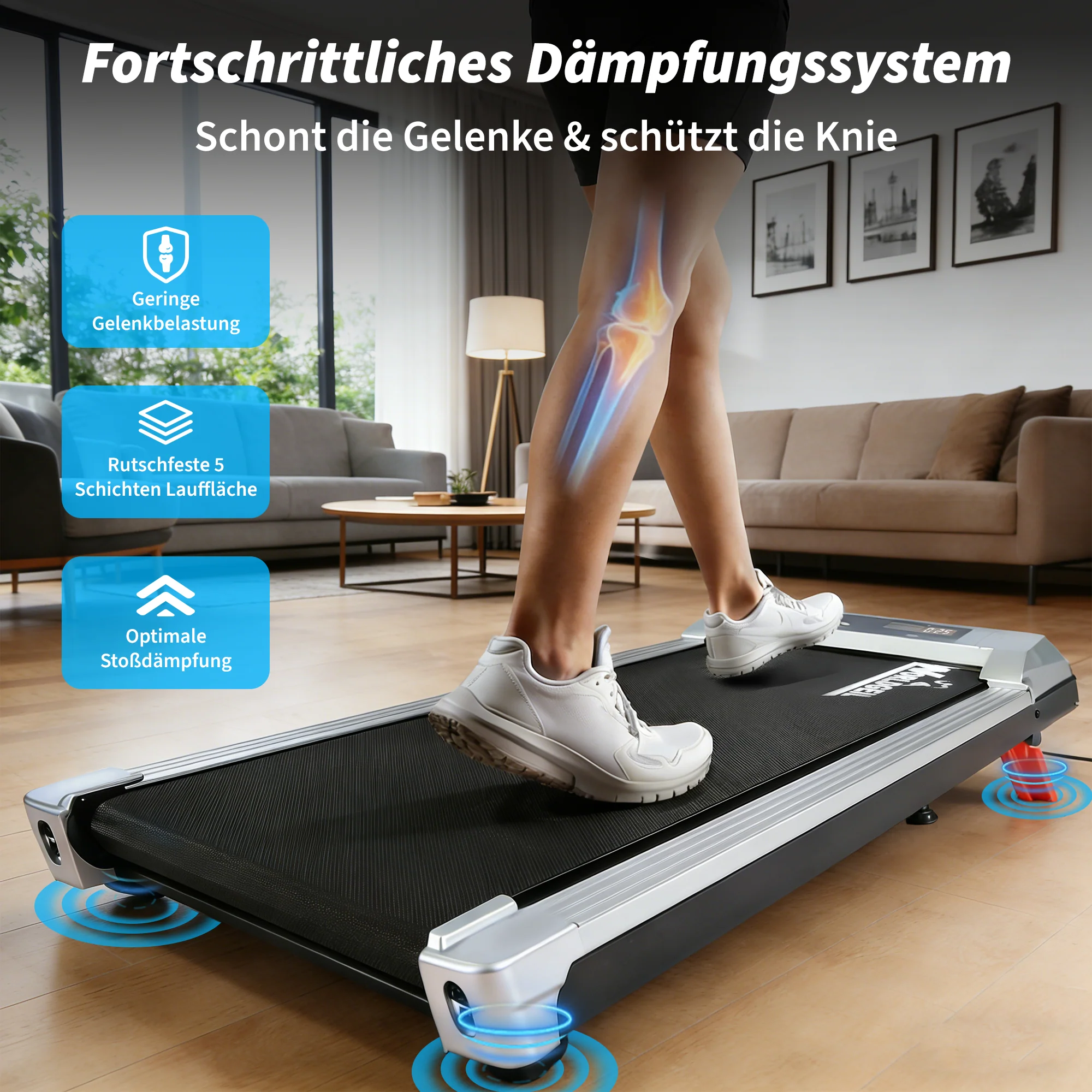 ZMH Laufband 4-in-1 Schwarz mit Fernbedienung Heimtrainer(ohne Armlehne) - Image 6