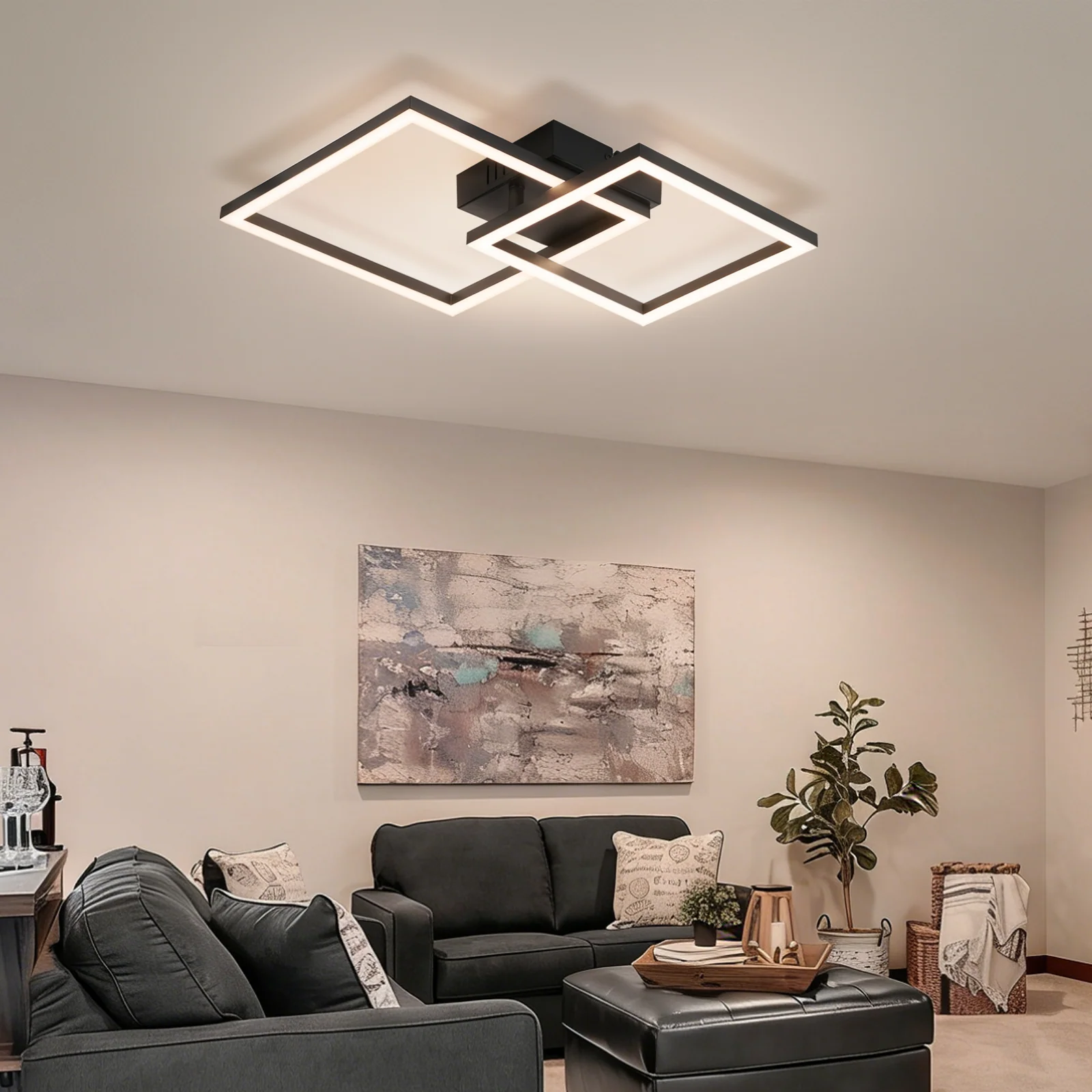 ZMH LED Deckenleuchte 20W Silber Neutralweiß Modern Drehbar Design Eckig Wohnzimmerlampe Für Küche - Image 13