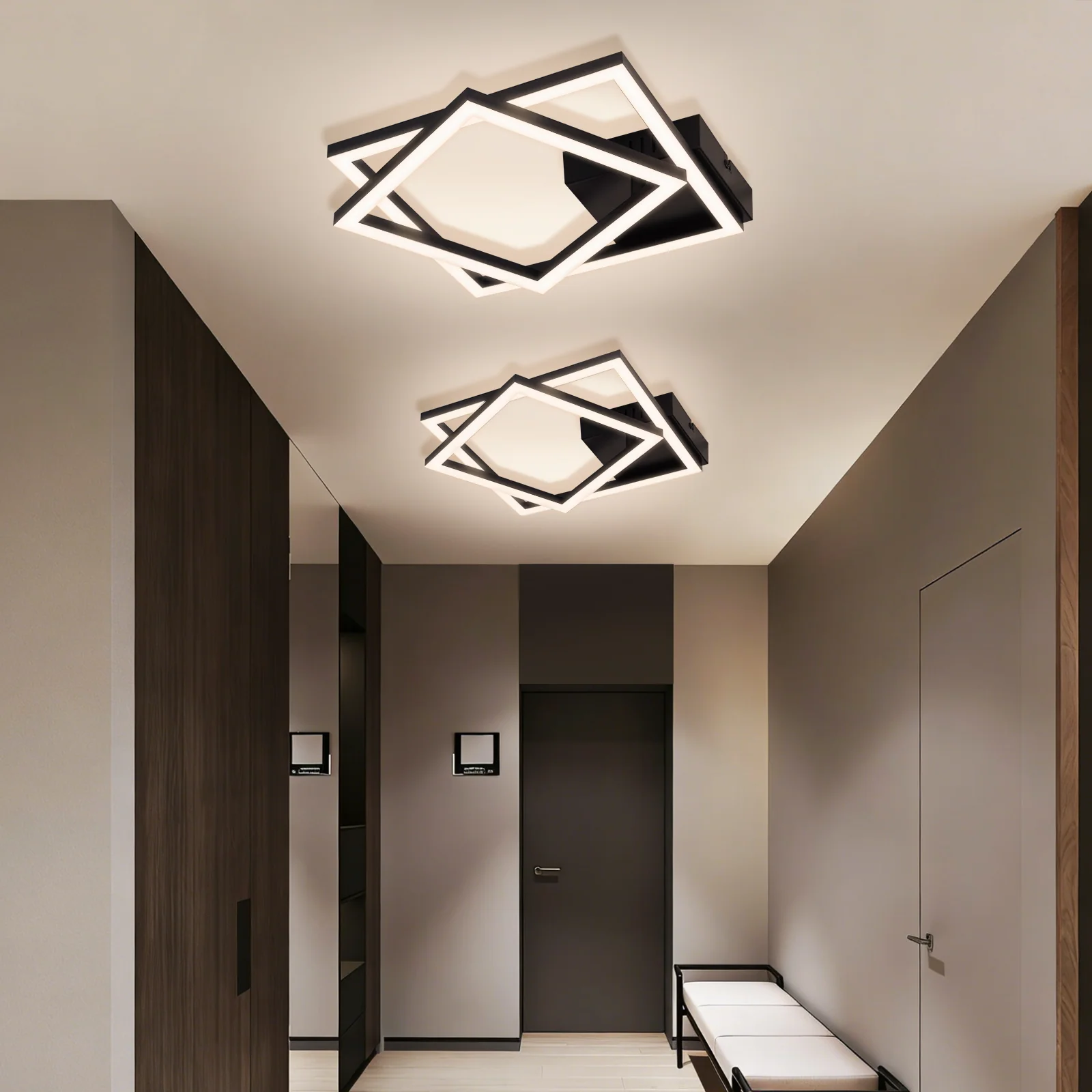 ZMH LED Deckenleuchte 20W Silber Neutralweiß Modern Drehbar Design Eckig Wohnzimmerlampe Für Küche - Image 19